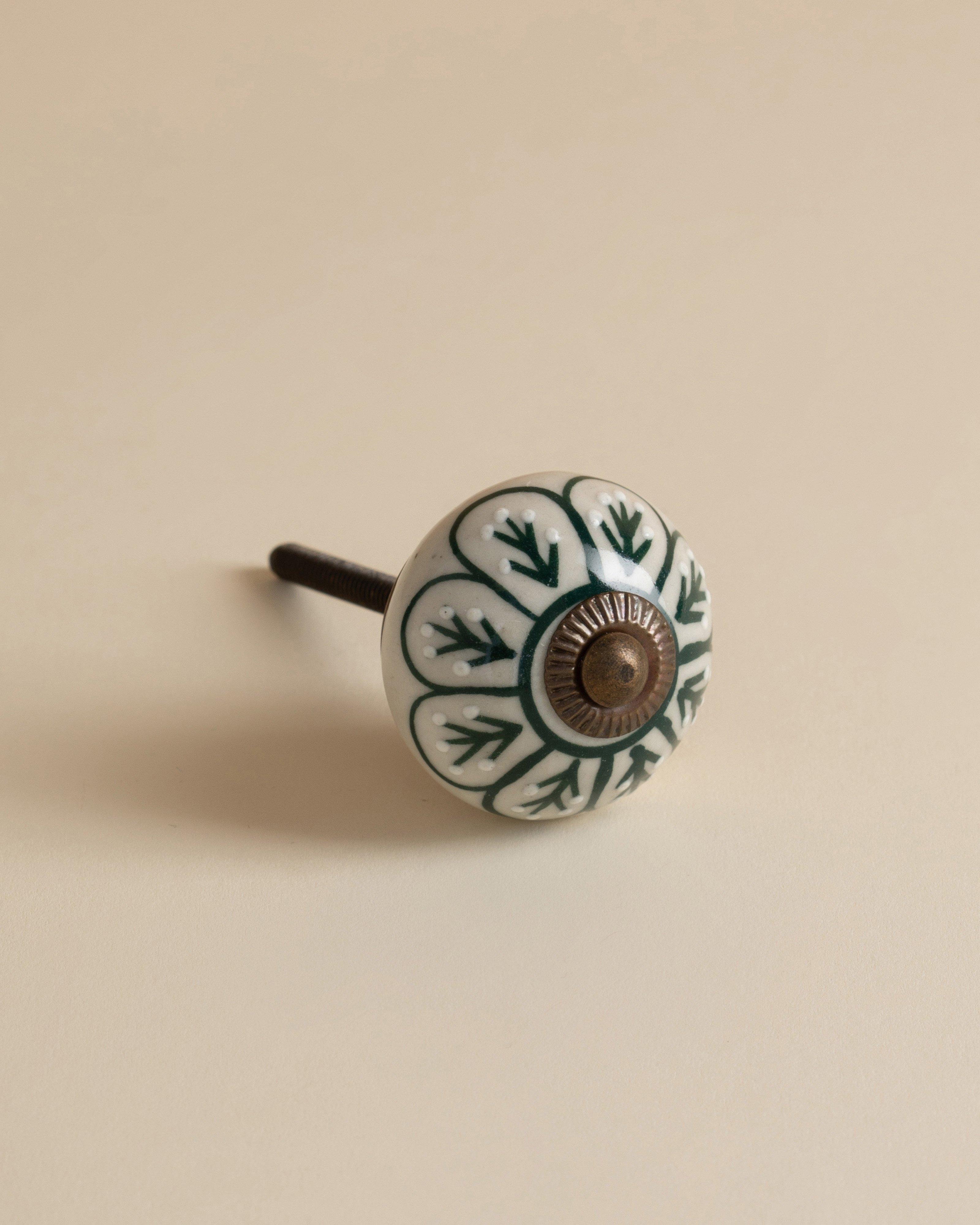 Ceramic Floral Knob -  Sage