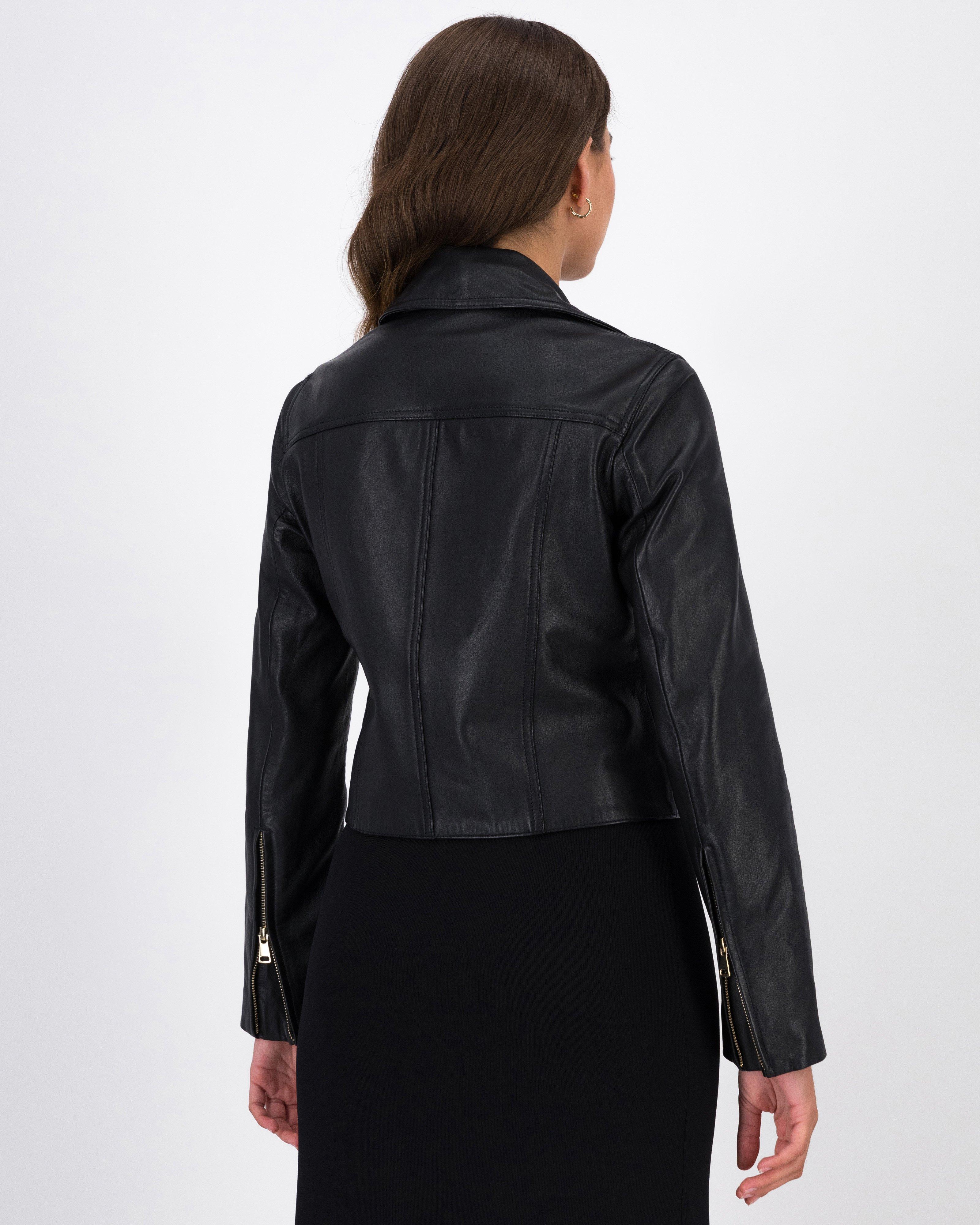 Mai Biker Leather Jacket -  Black