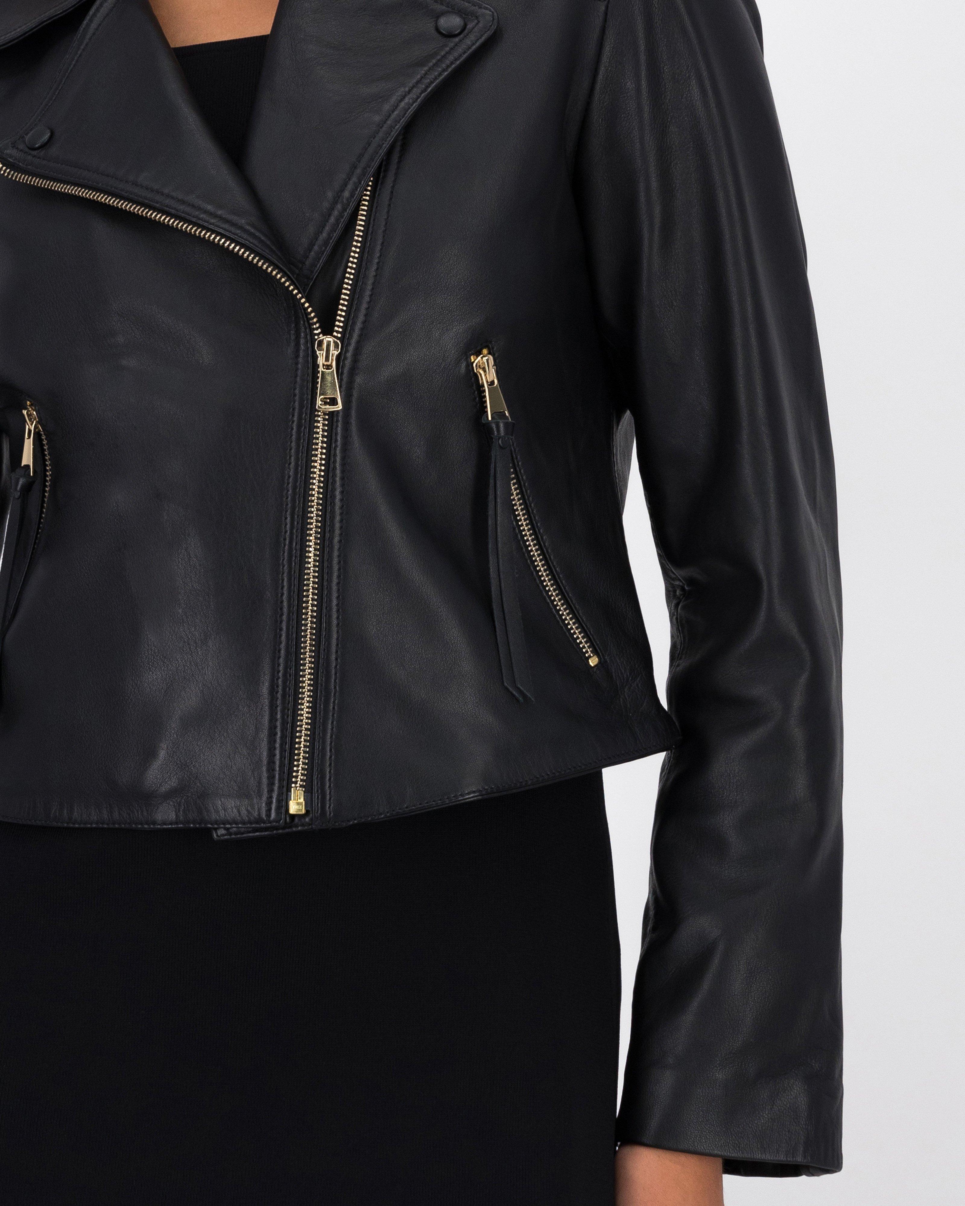 Mai Biker Leather Jacket -  Black