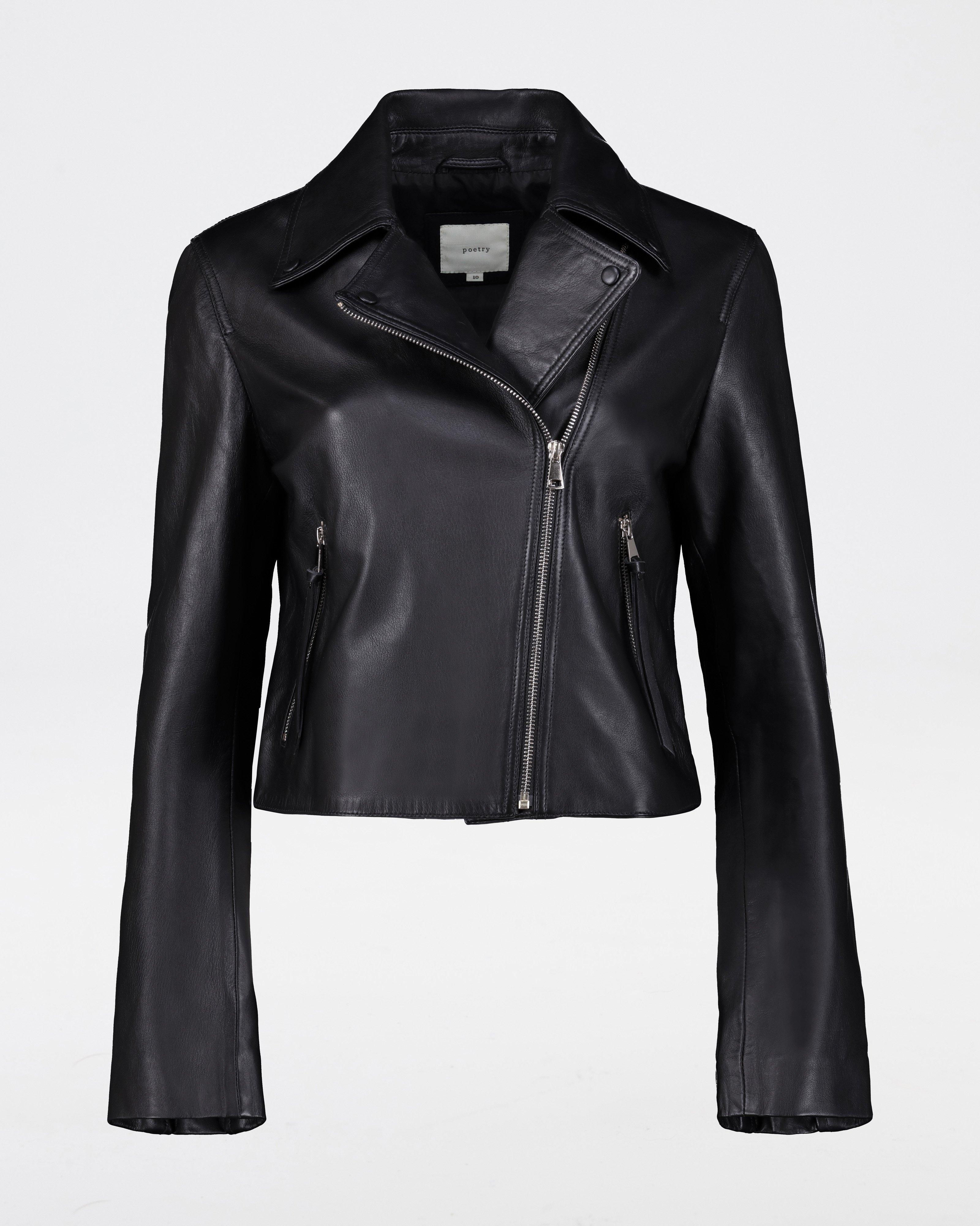 Mai Biker Leather Jacket -  Black