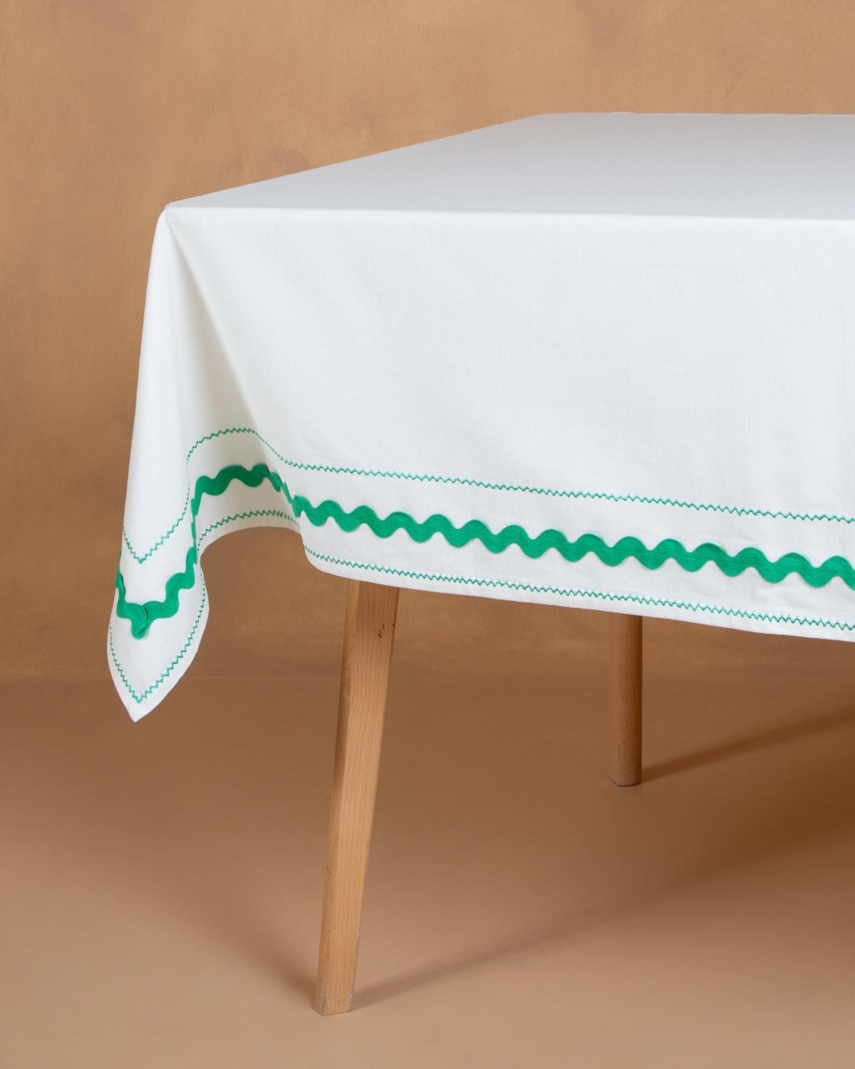 Elliot Stitch Tablecloth -  Green