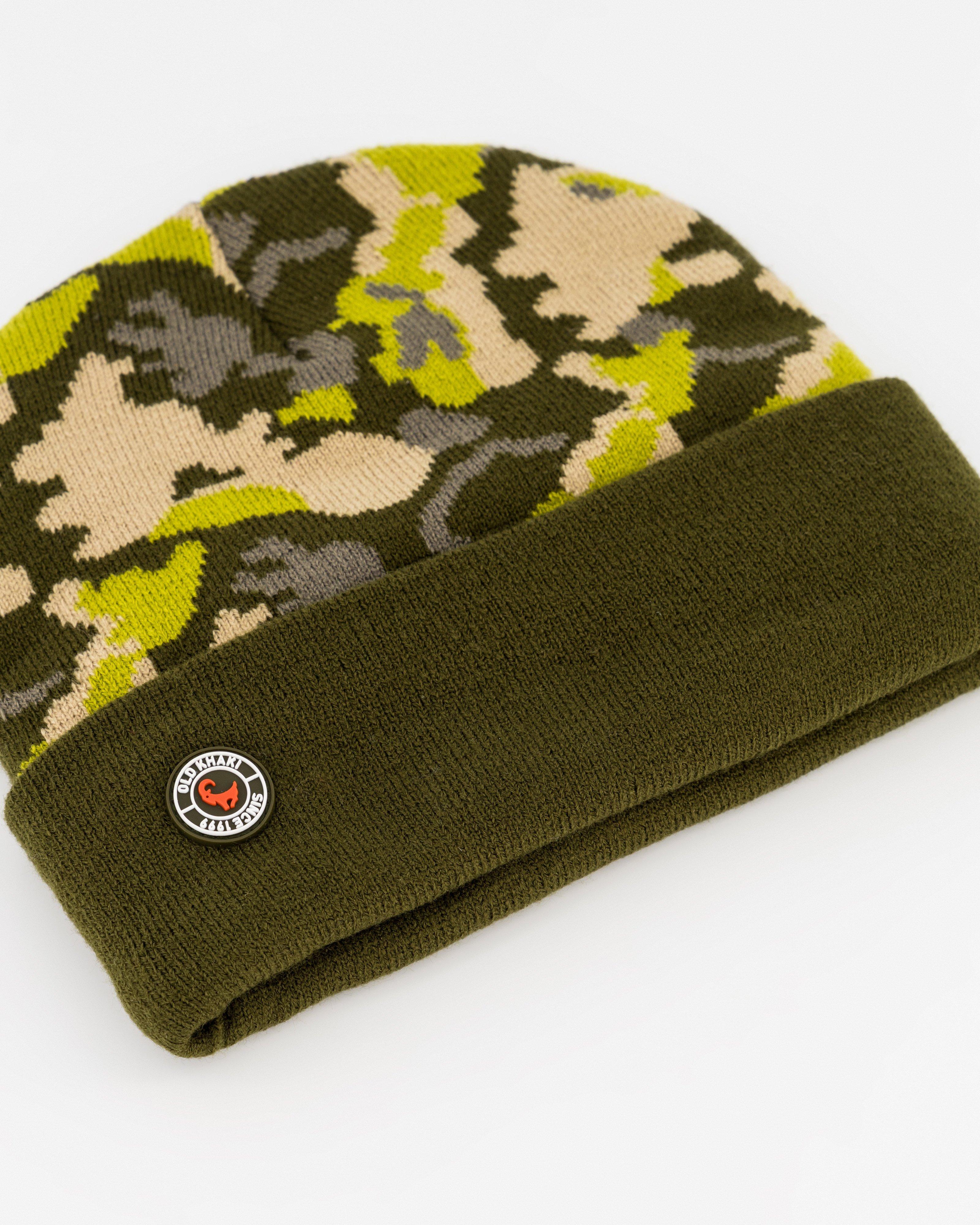 Men’s Thando Camo Intarsia Knit Beanie -  Green