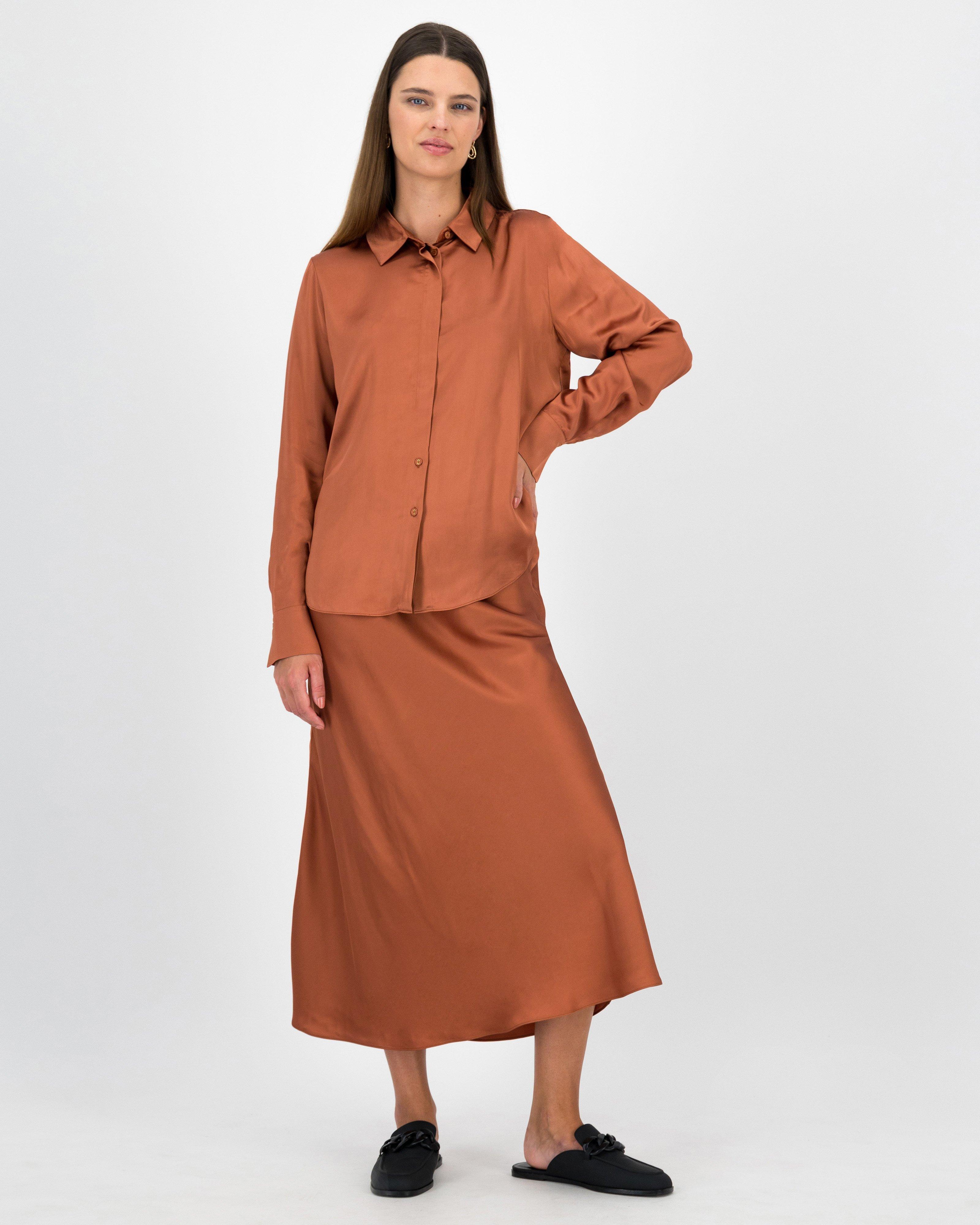 Jessie Satin Blouse -  Rust