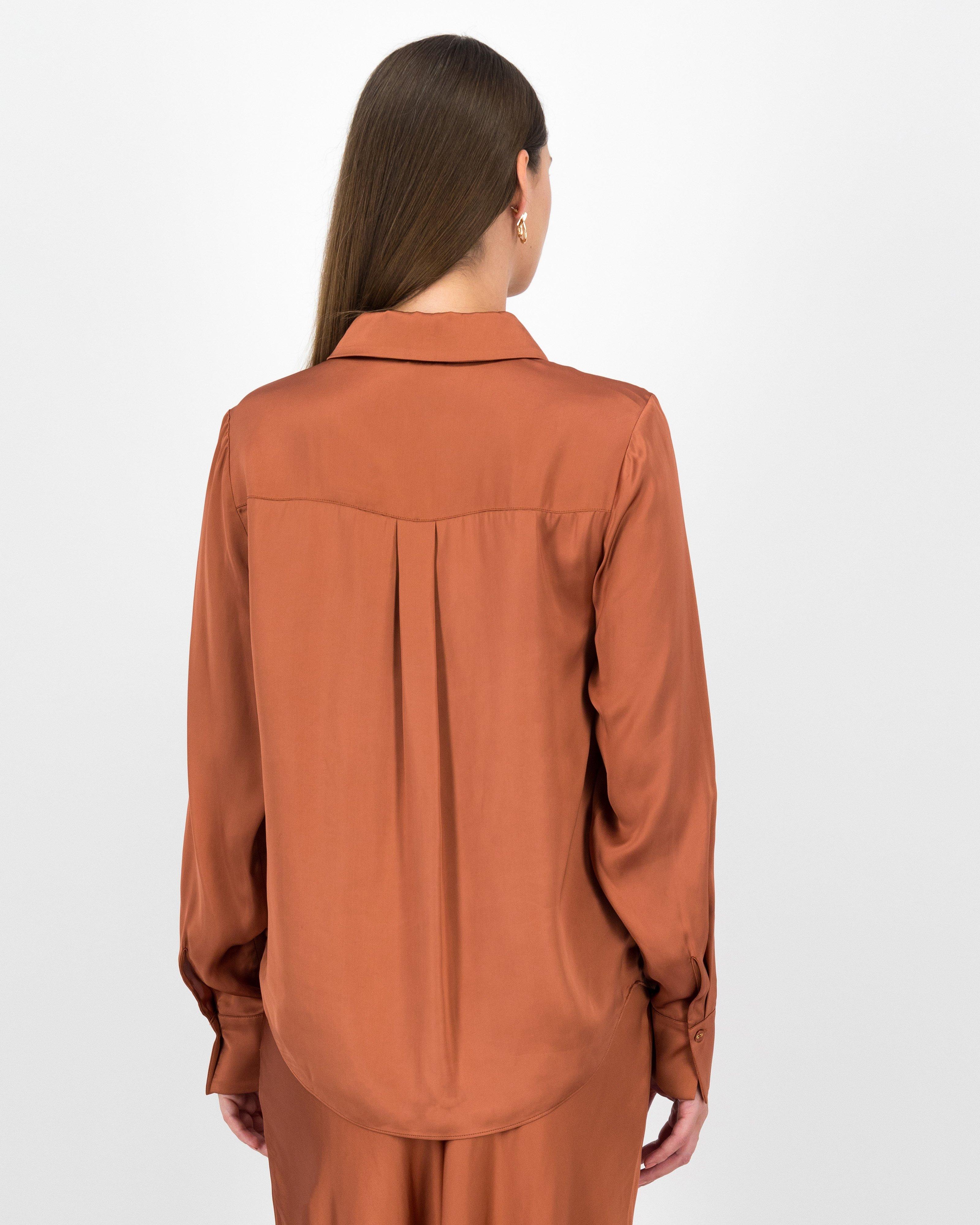 Jessie Satin Blouse -  Rust