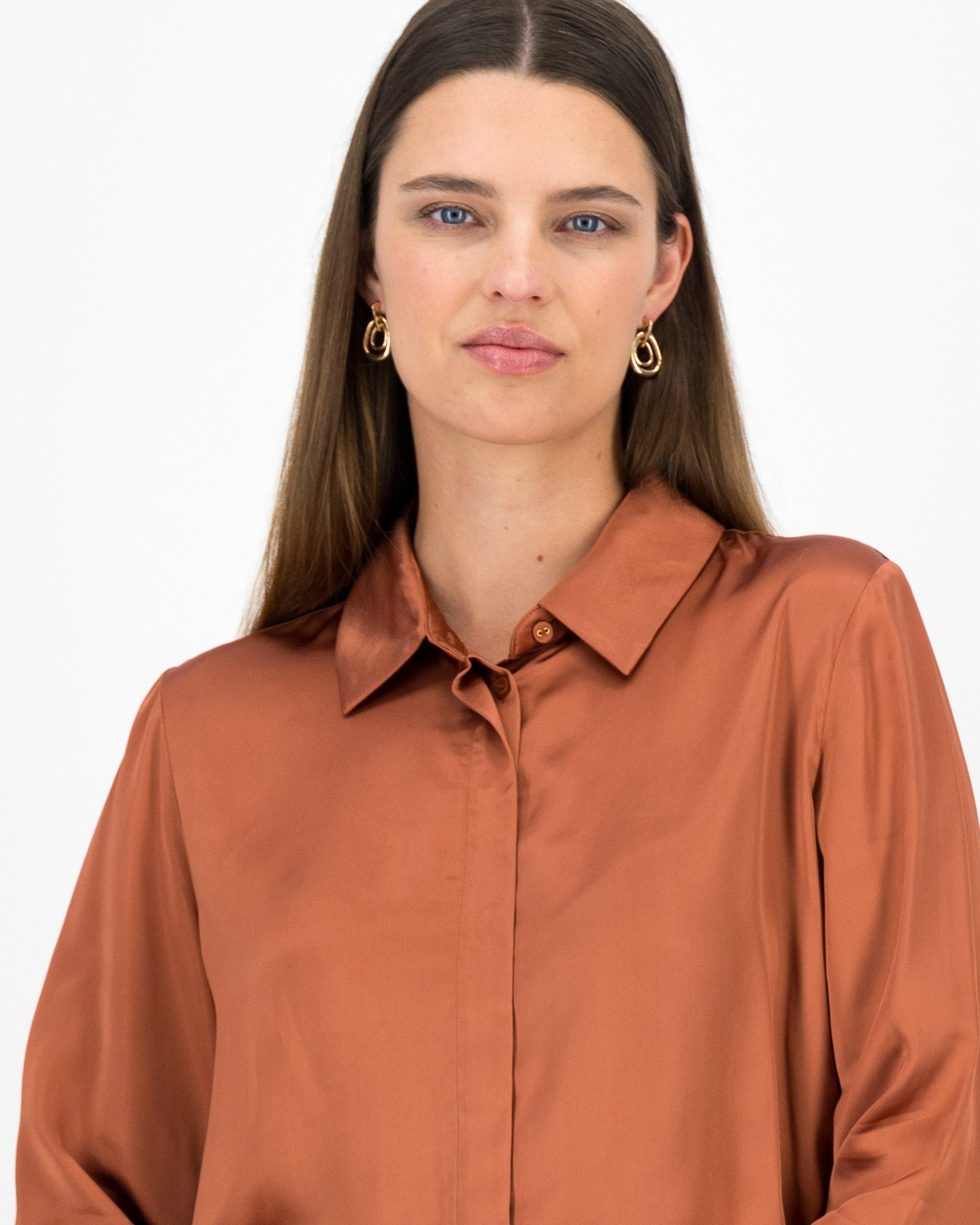Jessie Satin Blouse -  Rust