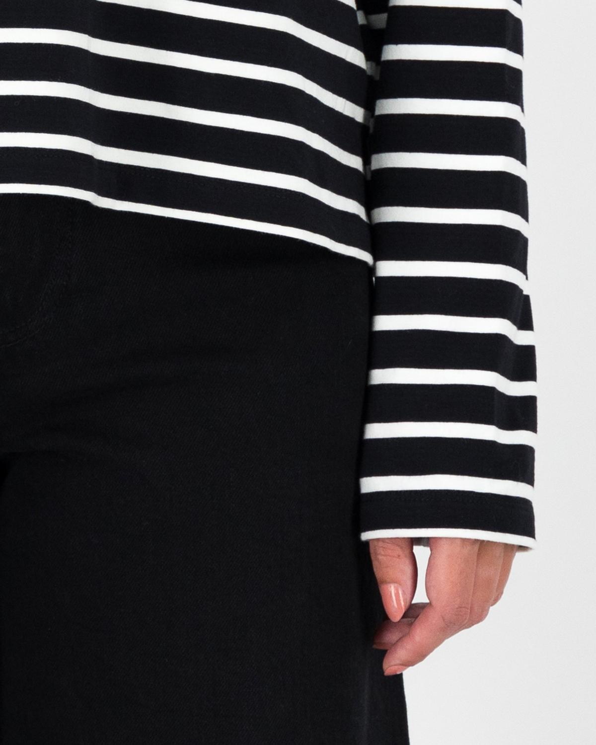 Emmett Stripe Long Sleeve Top -  Black