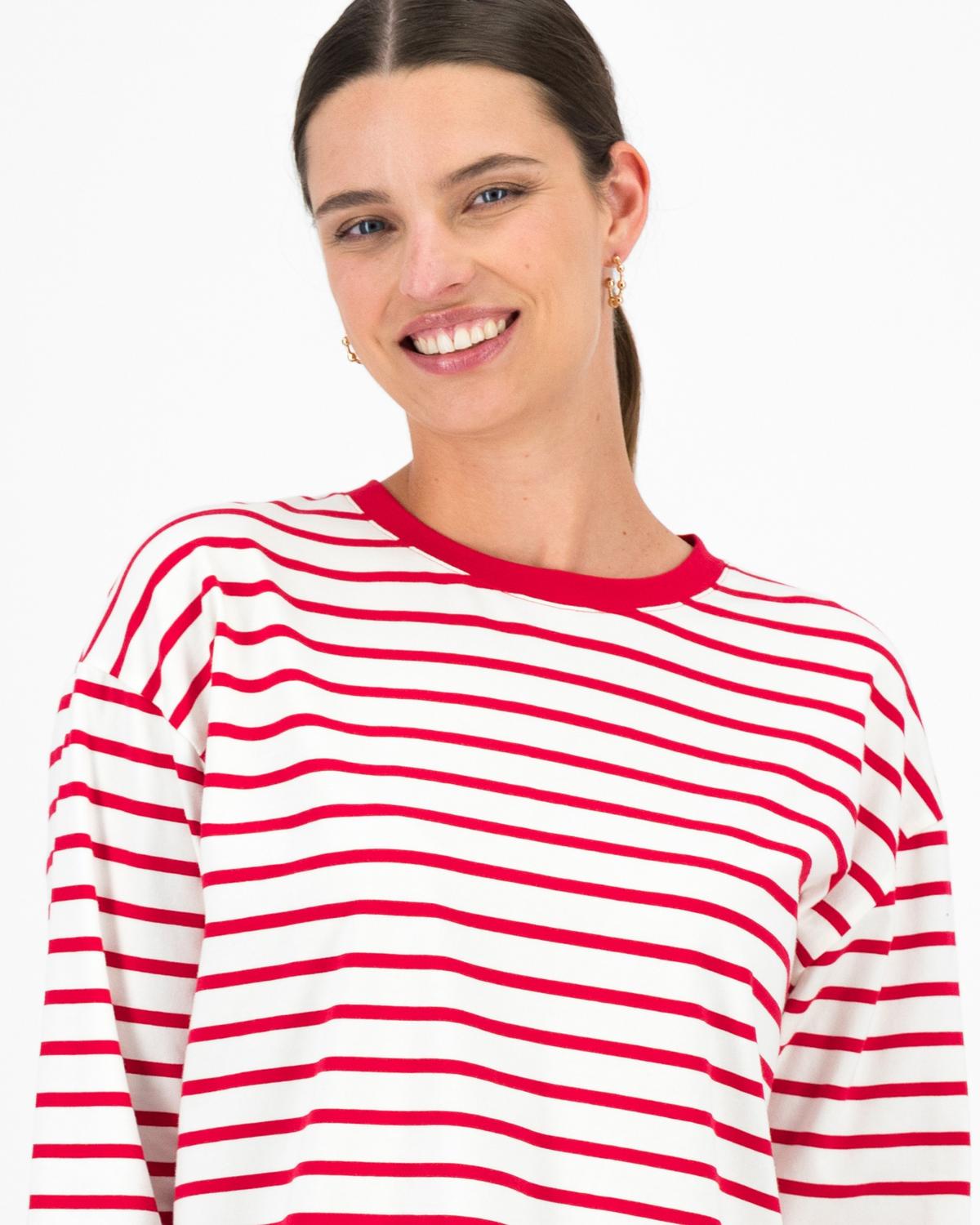 Emmett Stripe Long Sleeve Top -  Red