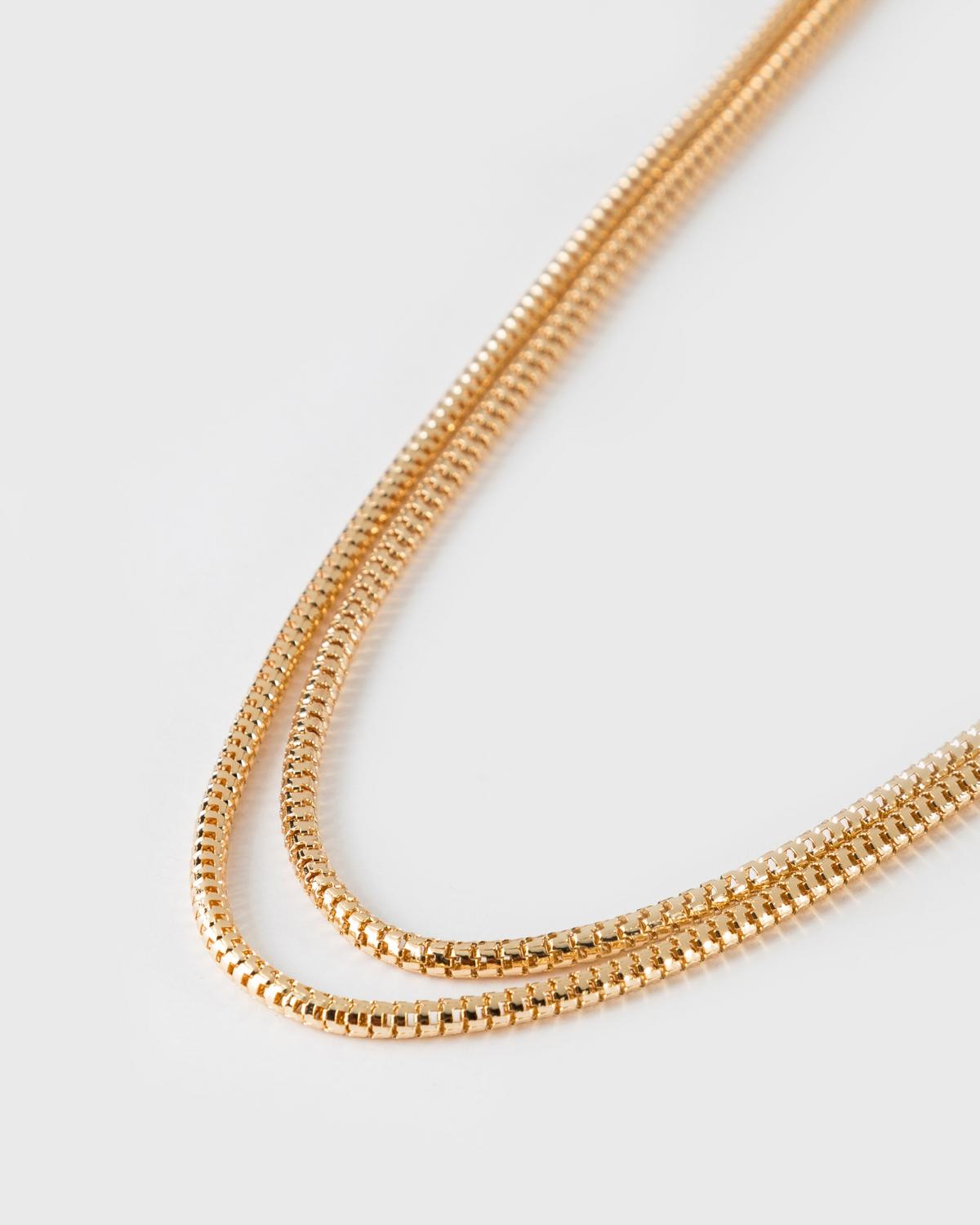 Women’s Two-Strand Snake Chain Necklace  -  Gold