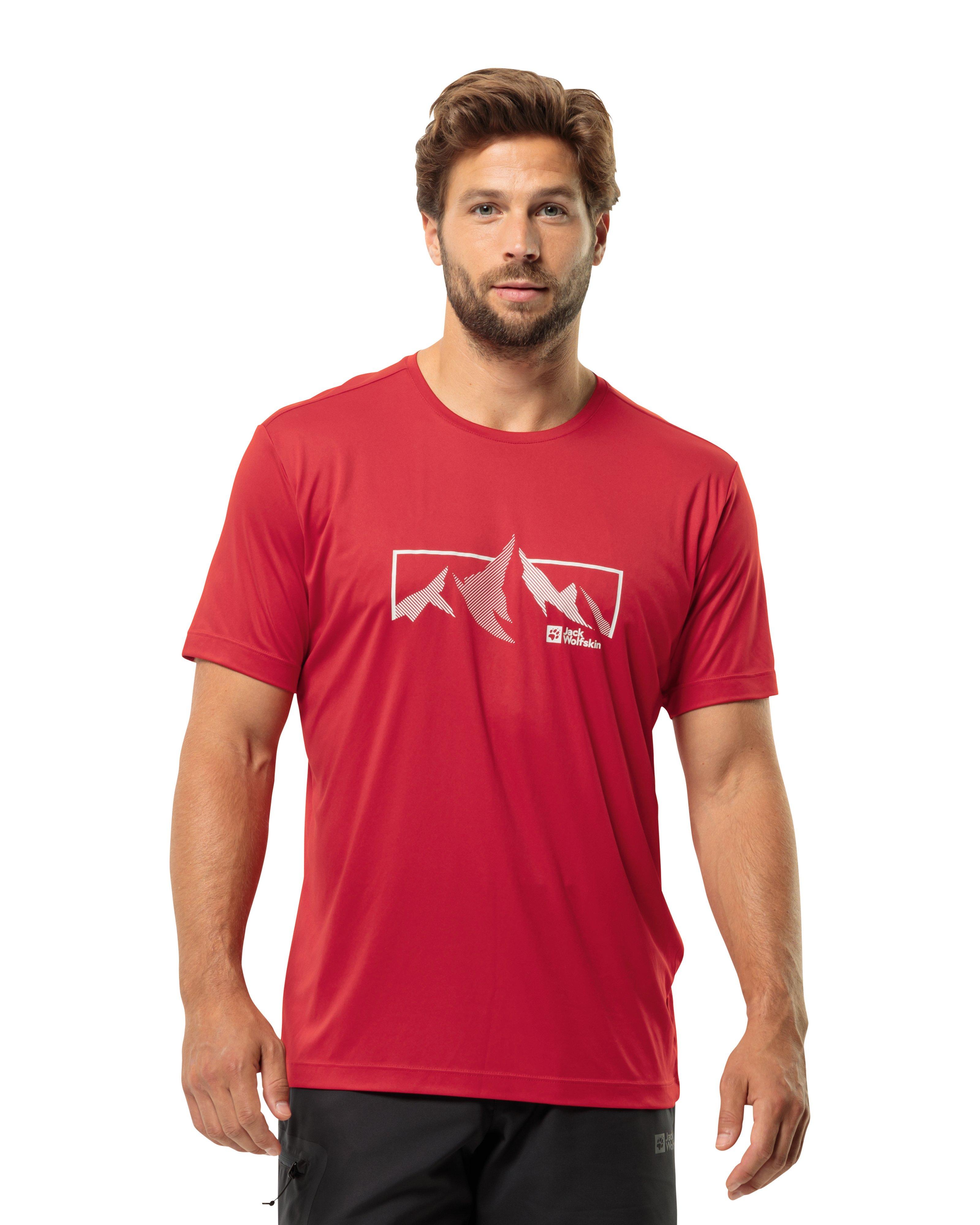 Jack Wolfskin Men’s Peak Graphic T-shirt  -  Dark Red