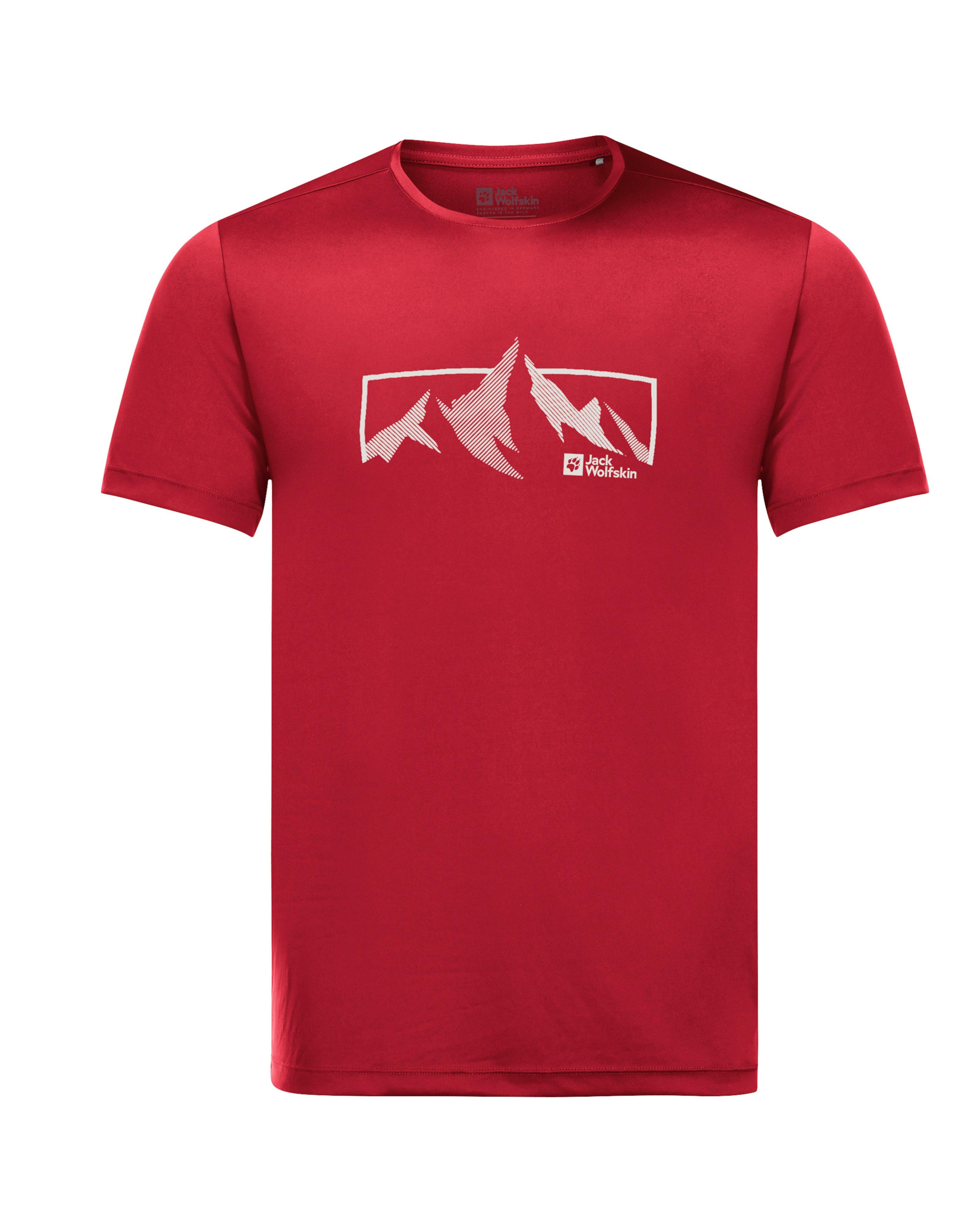 Jack Wolfskin Men’s Peak Graphic T-shirt  -  Dark Red