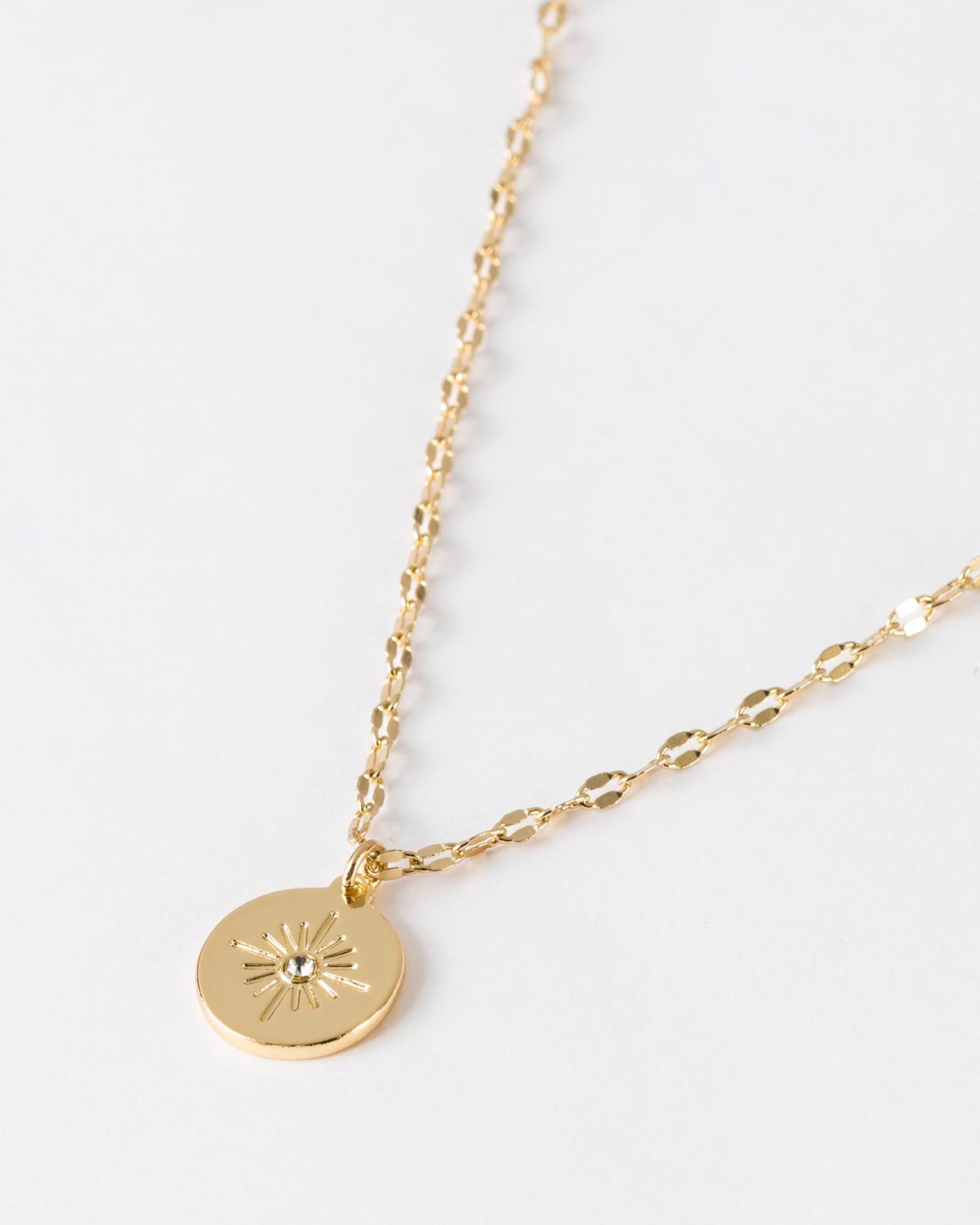 Women’s Flower Disk Charm Necklace  -  Gold