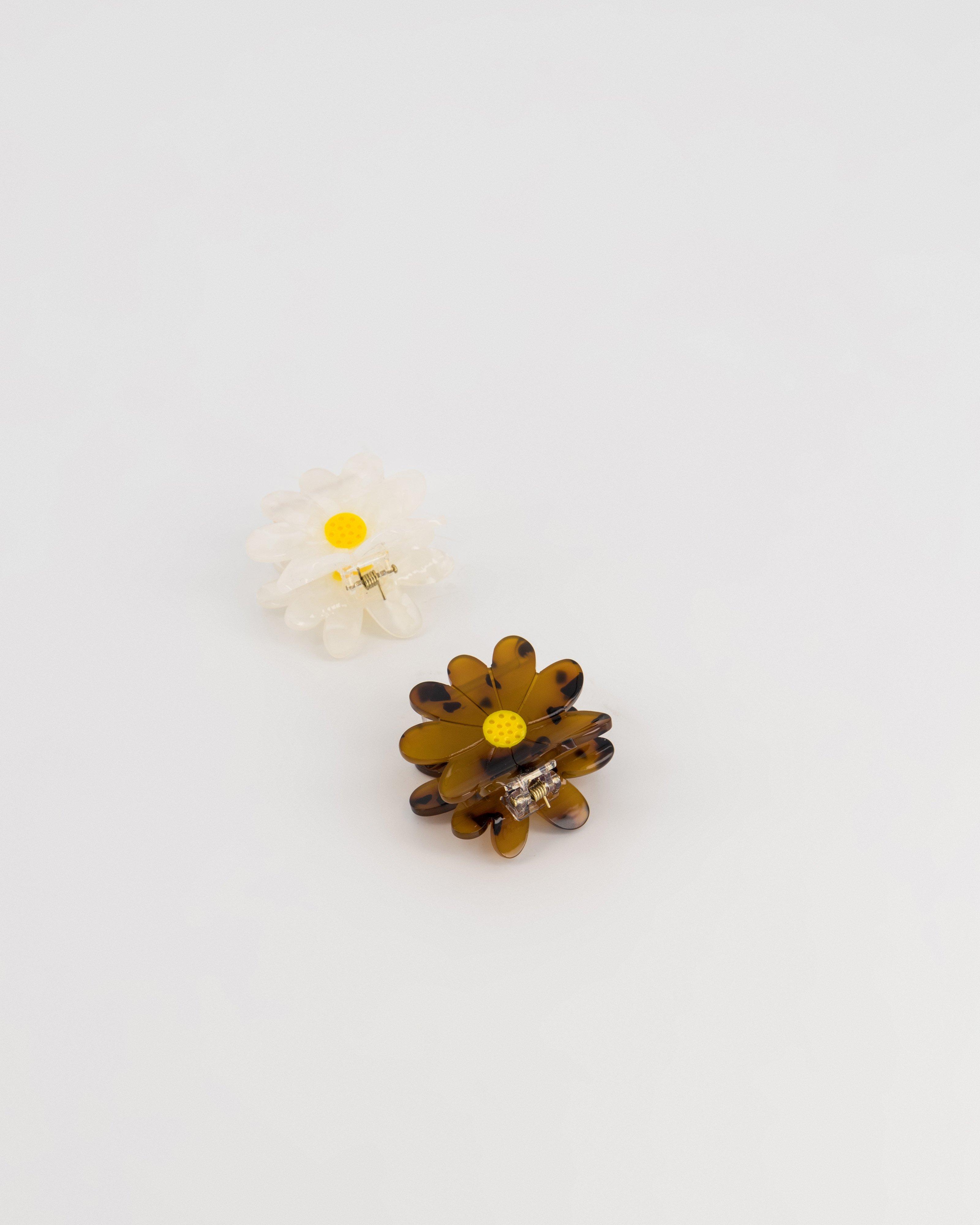 Women’s Flower Resin Clips 2-Pack -  Stone