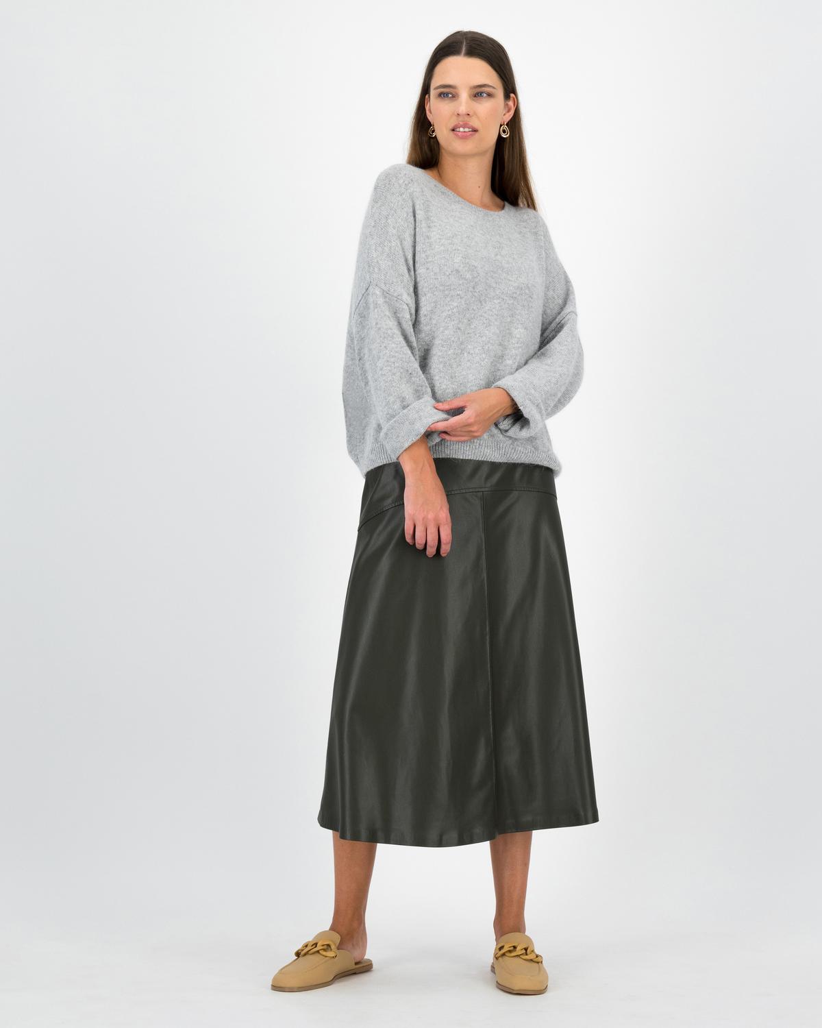 Coen Faux Leather Skirt -  Dark Olive