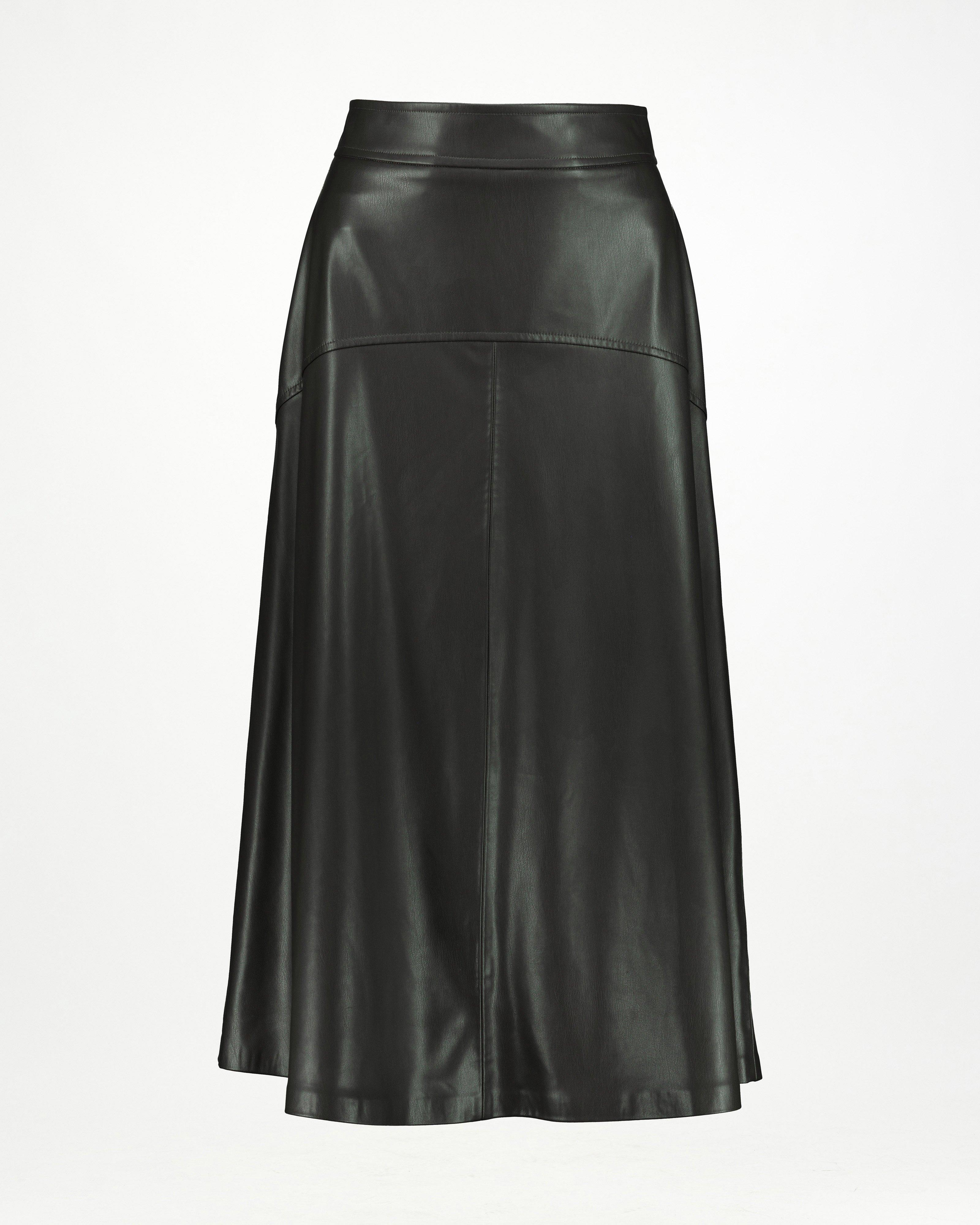 Coen Faux Leather Skirt -  Dark Olive