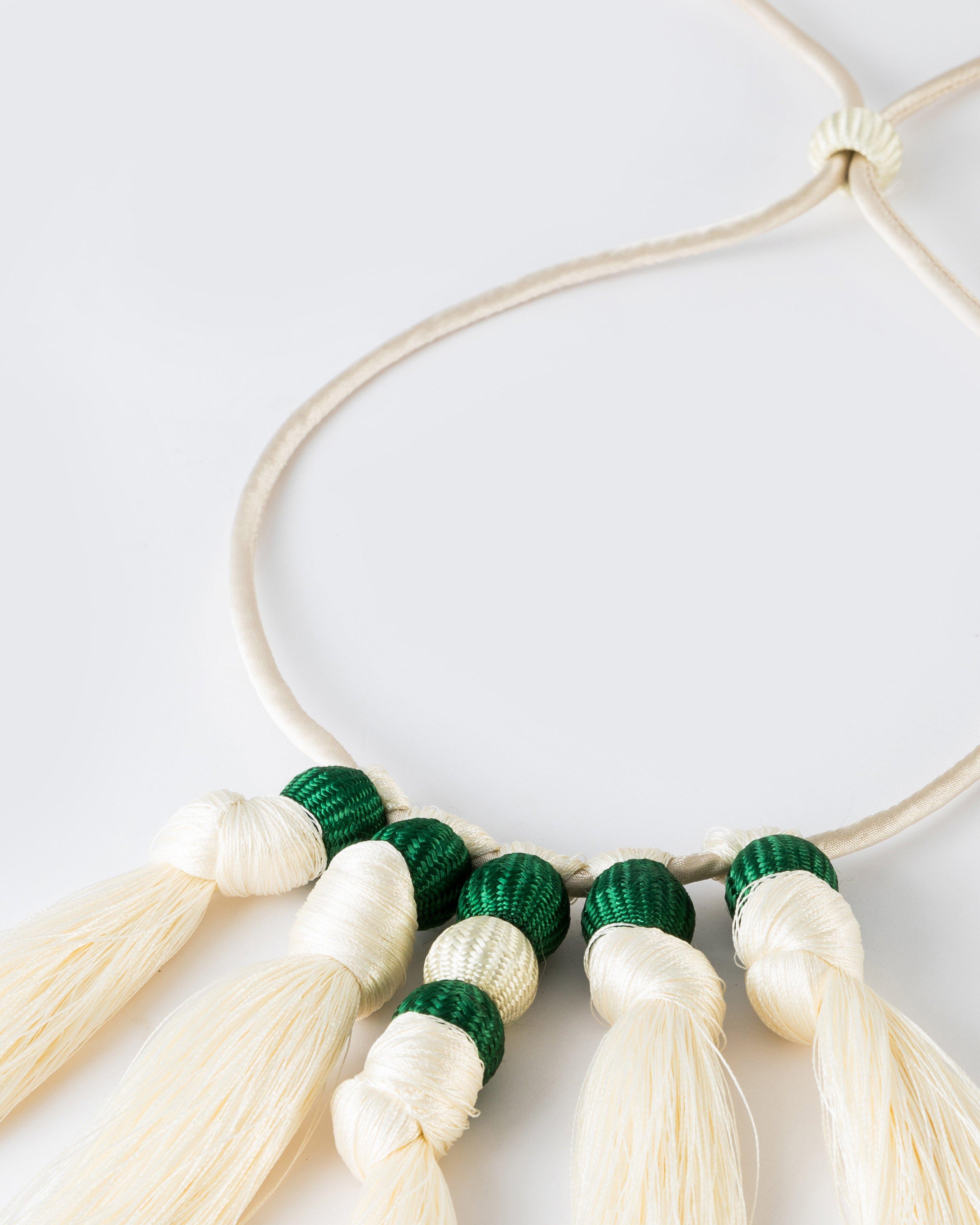 Statement Collar Knotted Tassel Necklace -  Stone