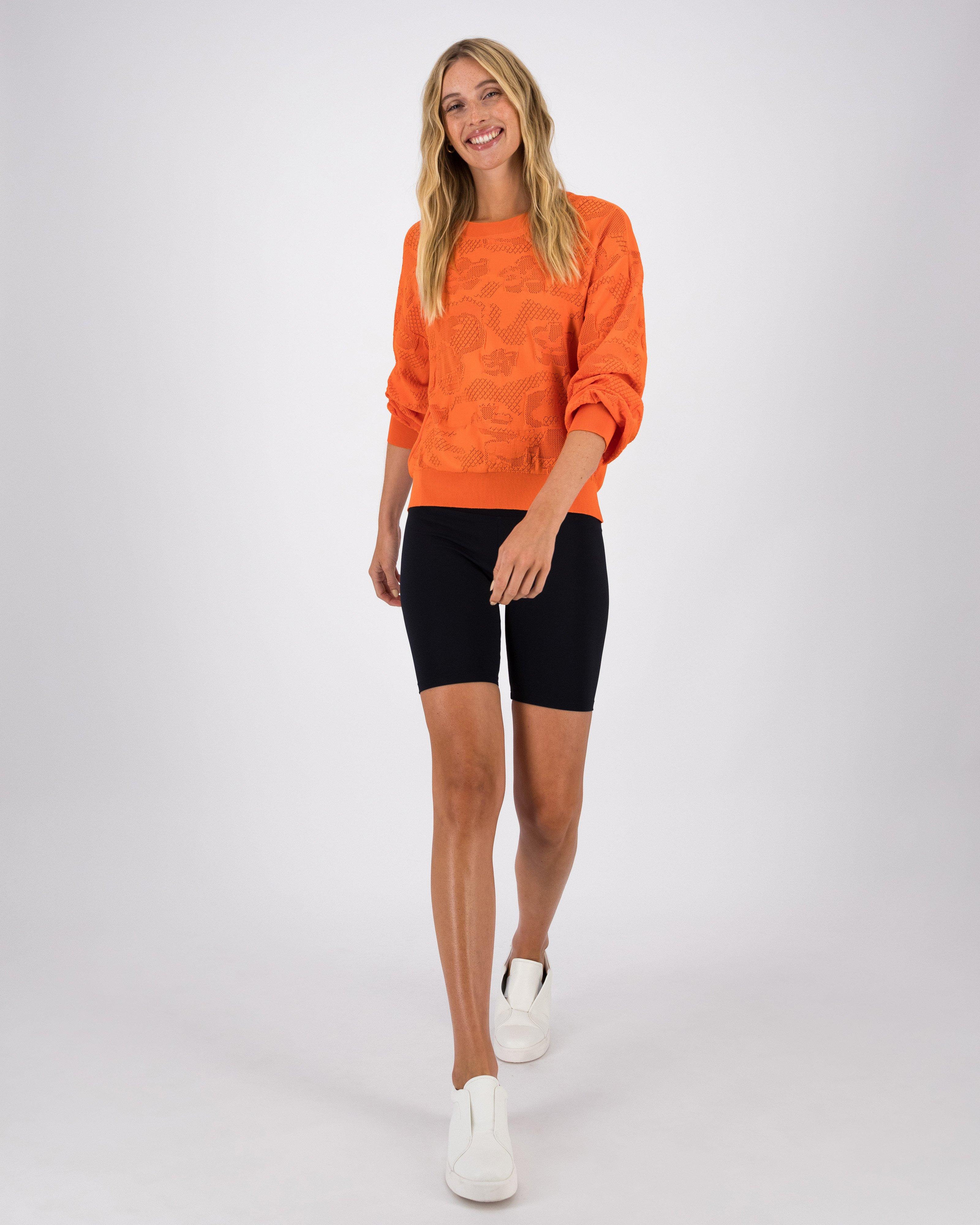 Eliane Textured Knitwear Popover -  Orange