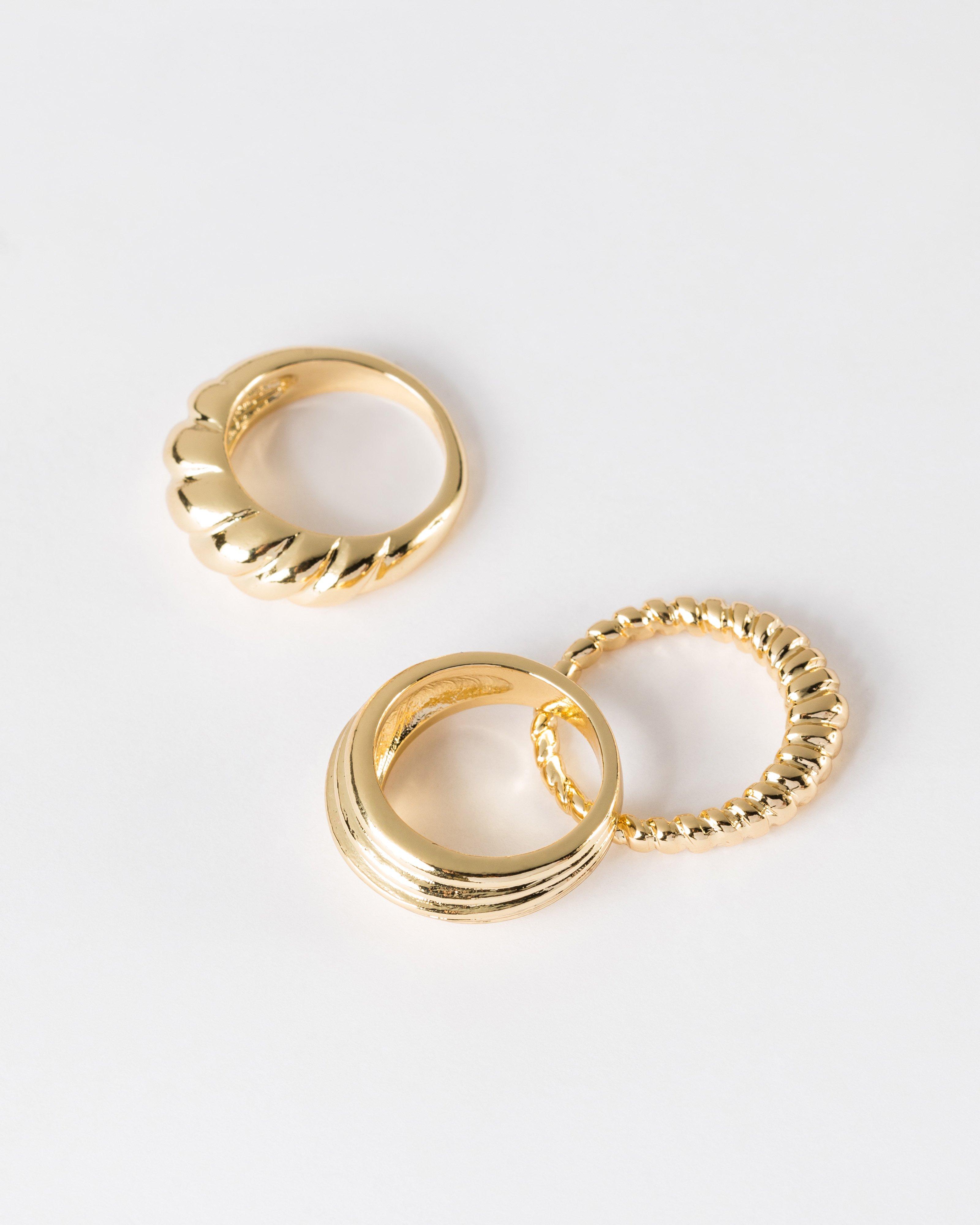Women’s Twisted Rings 3-Pack -  Gold