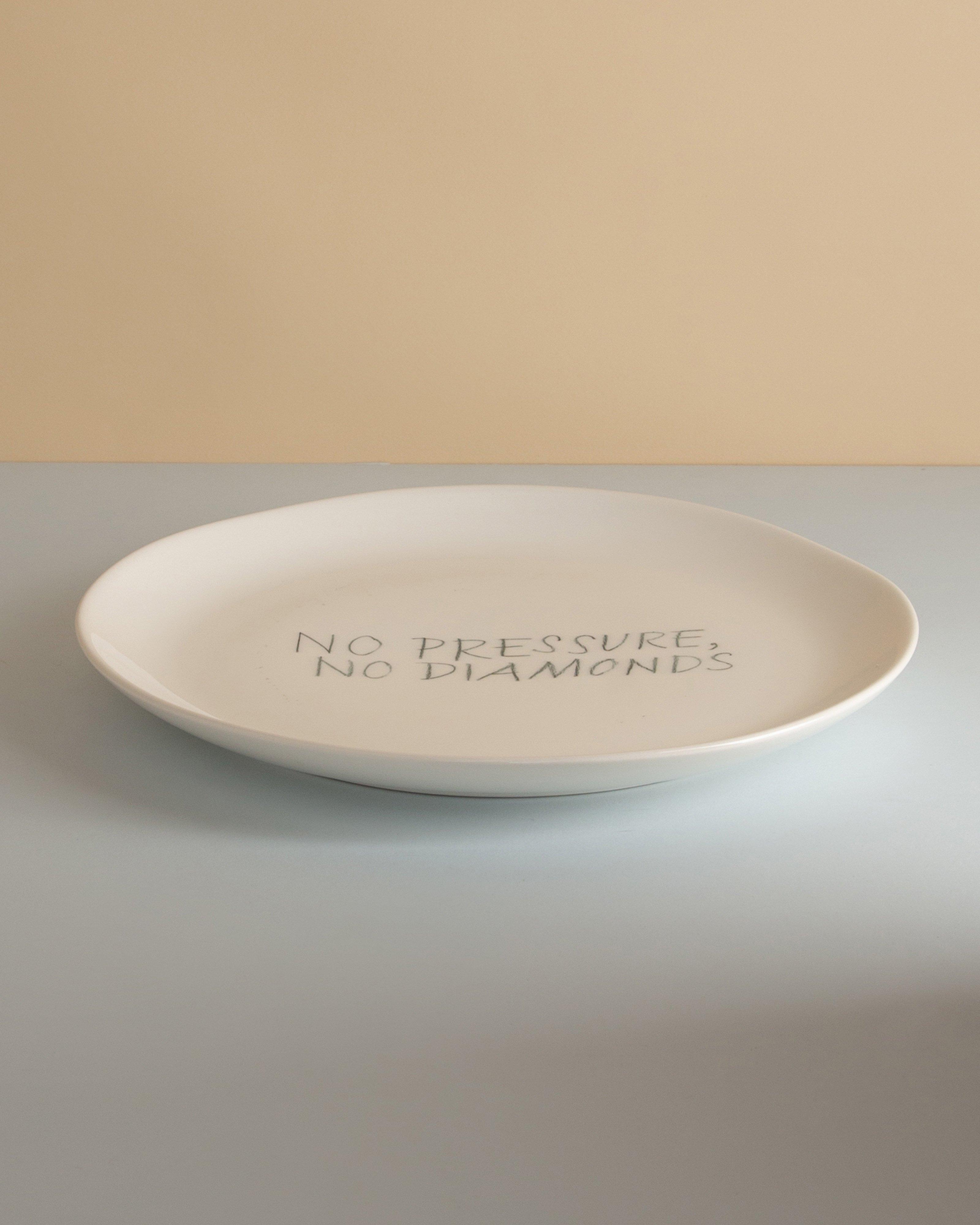 The Detailsmith "No Pressure" Medium Dinner Plate -  White