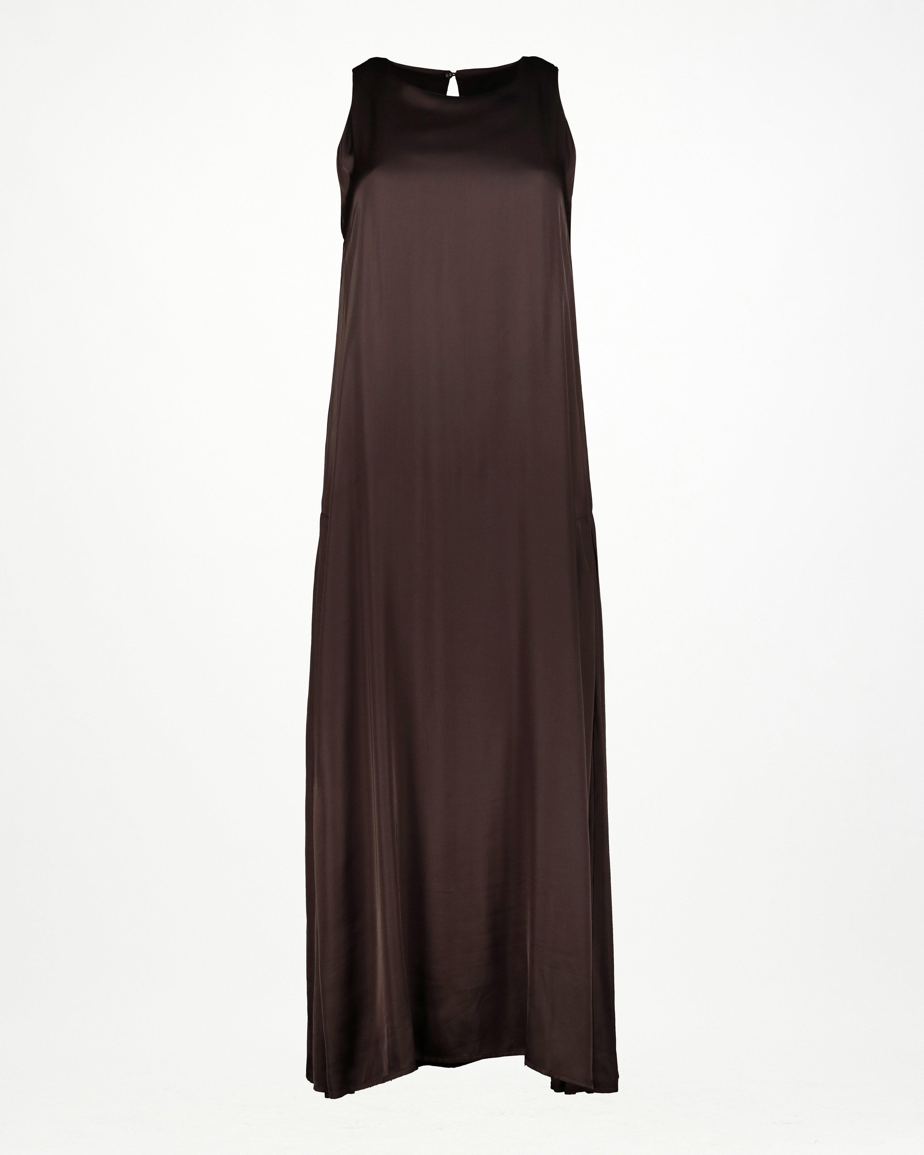 Talia Sateen Dress -  Chocolate