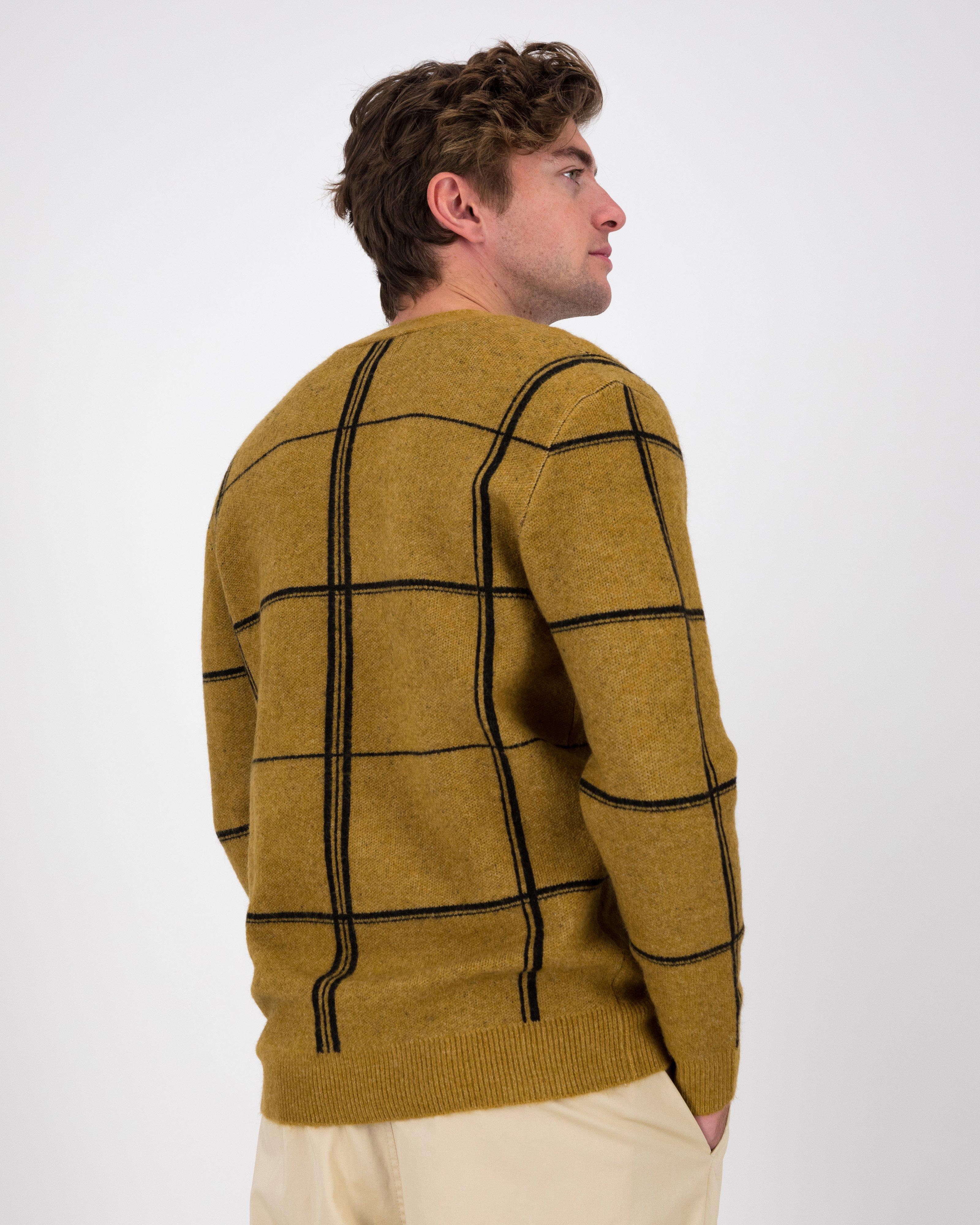 Men’s Rory Check Cardigan  -  Camel