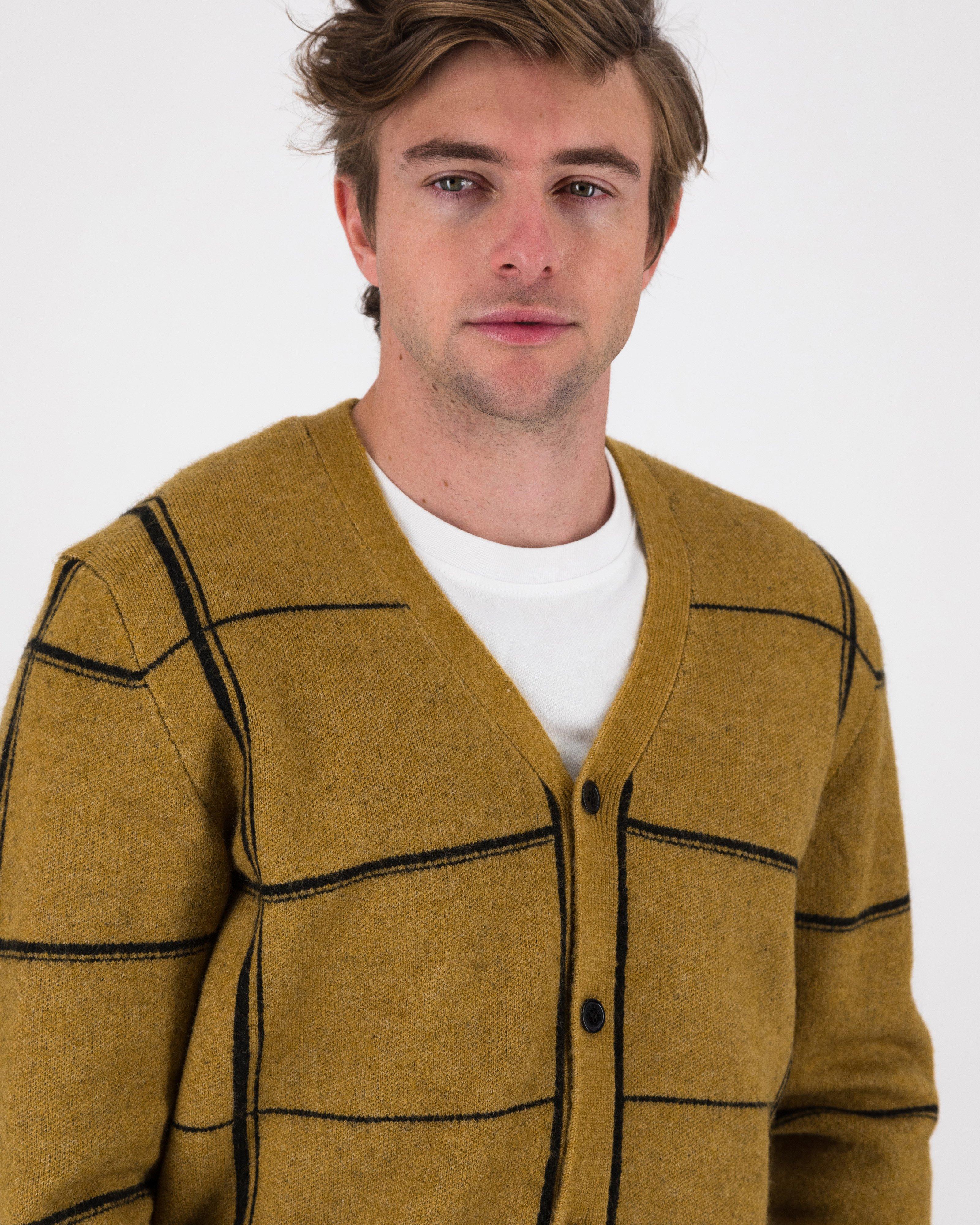 Men’s Rory Check Cardigan  -  Camel