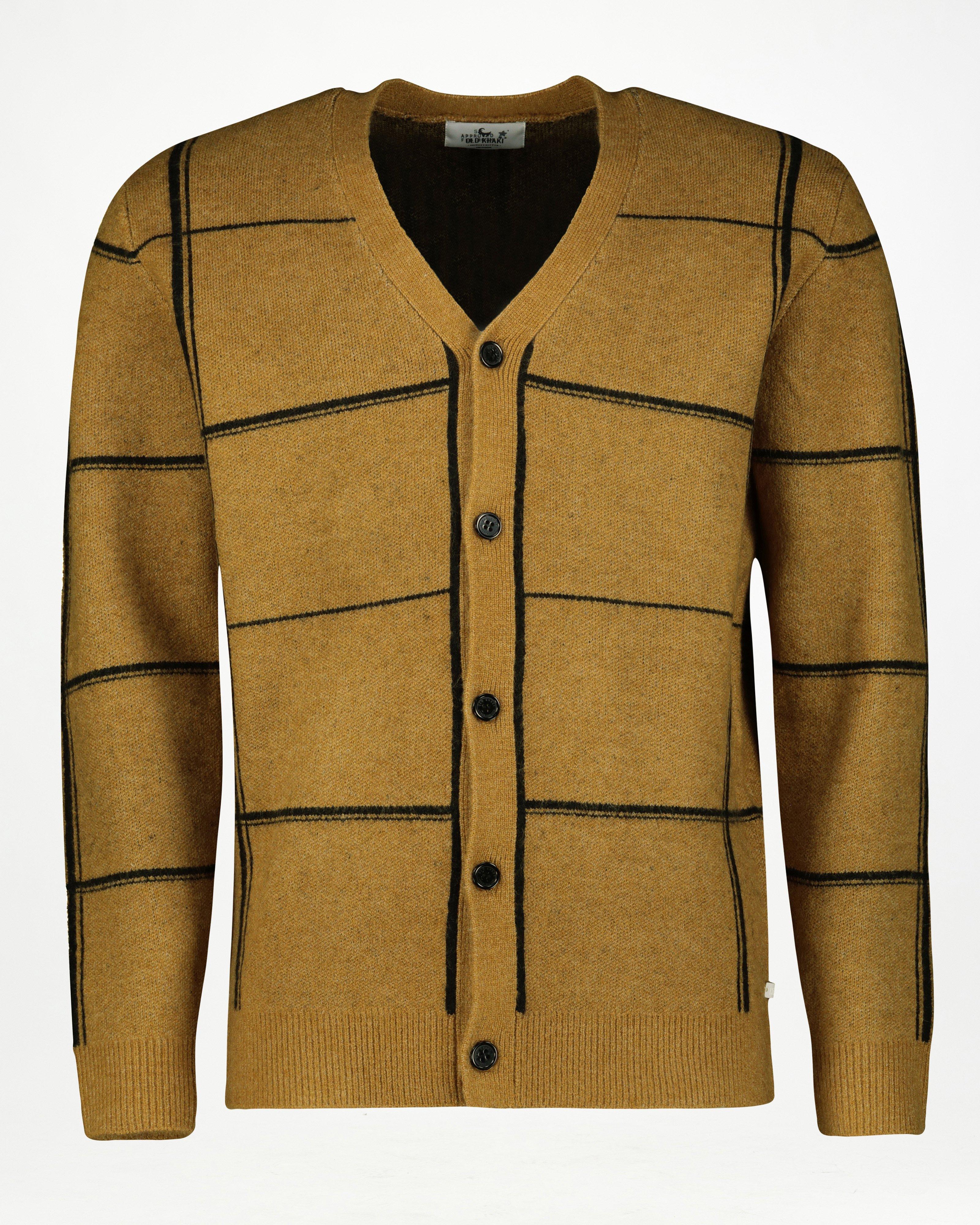 Men’s Rory Check Cardigan  -  Camel