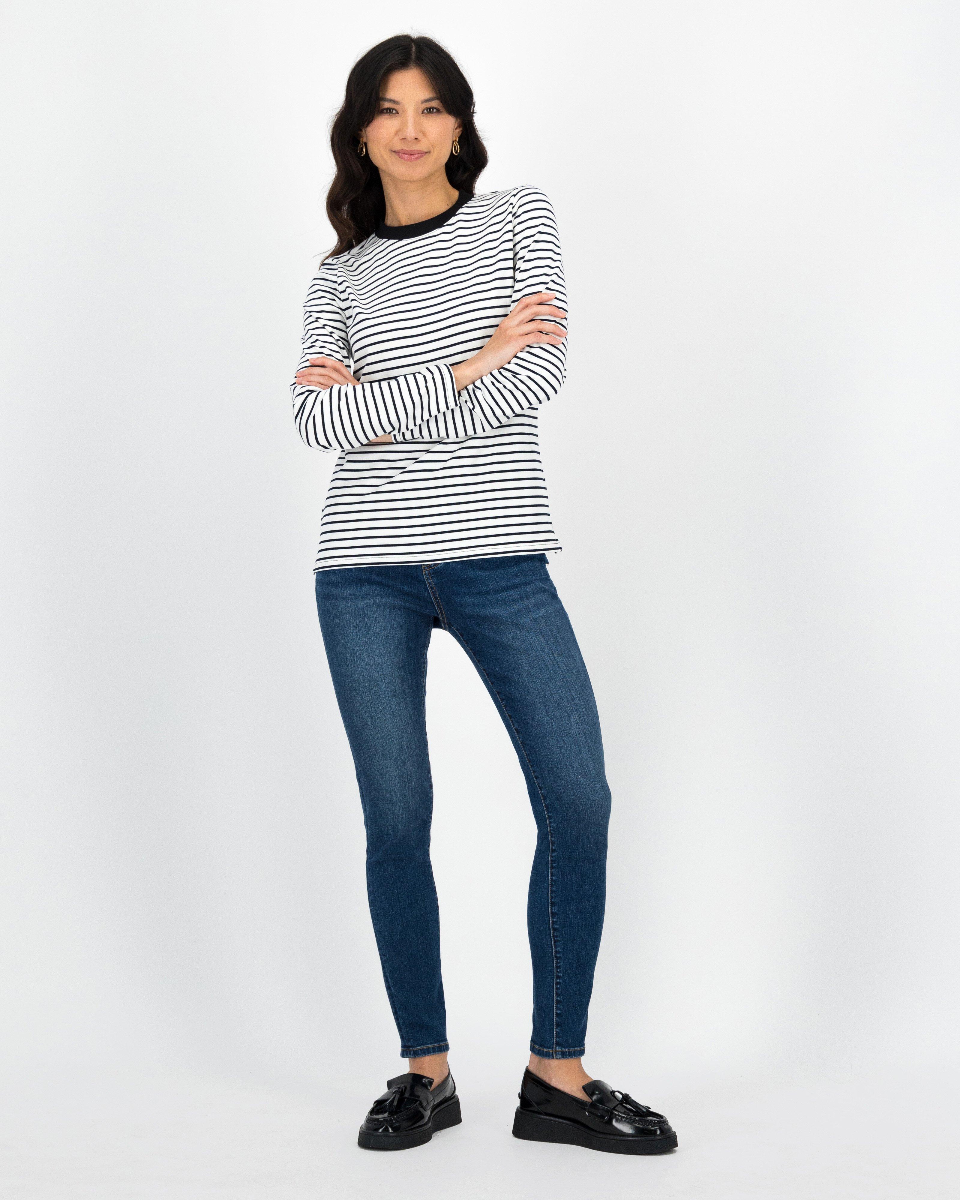 Erin Stripe Long Sleeve Tee -  Black