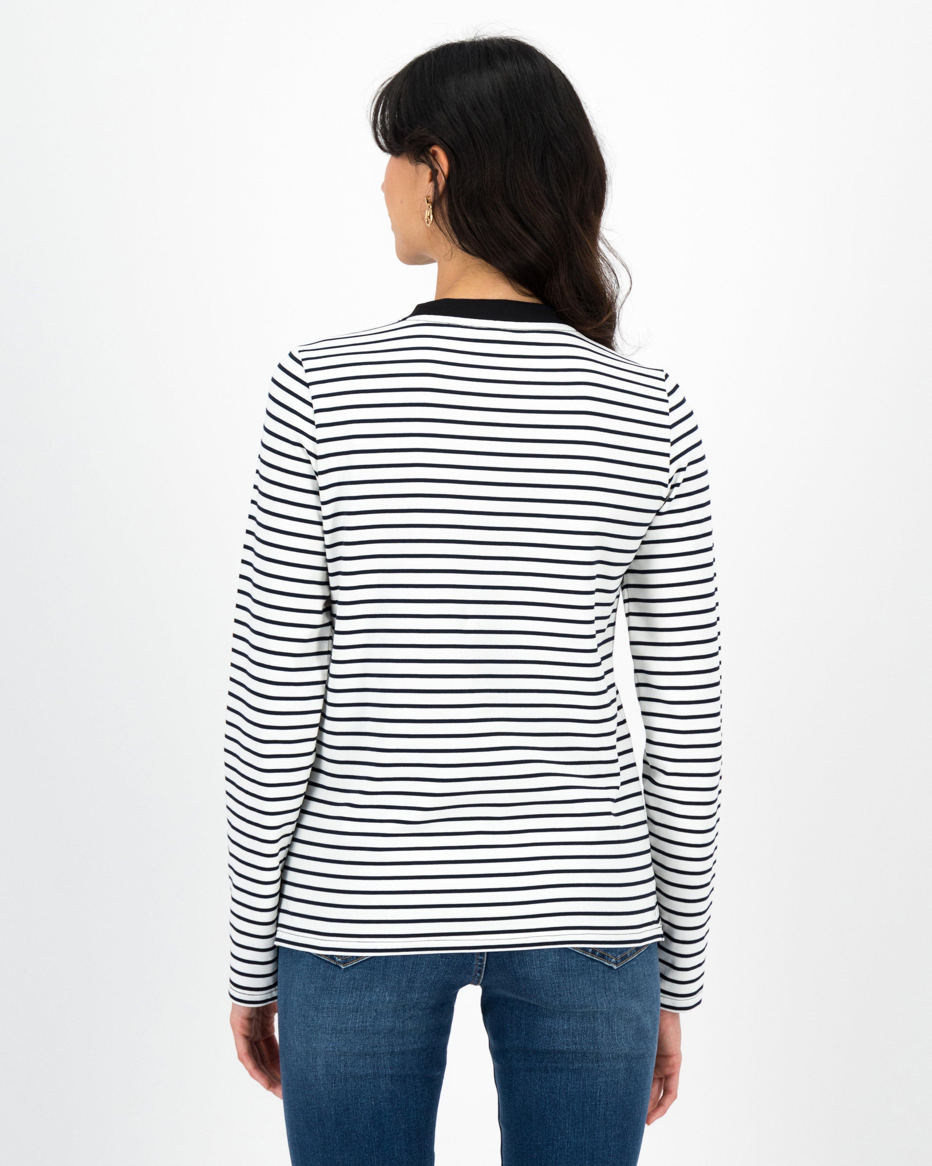 Erin Stripe Long Sleeve Tee -  Black