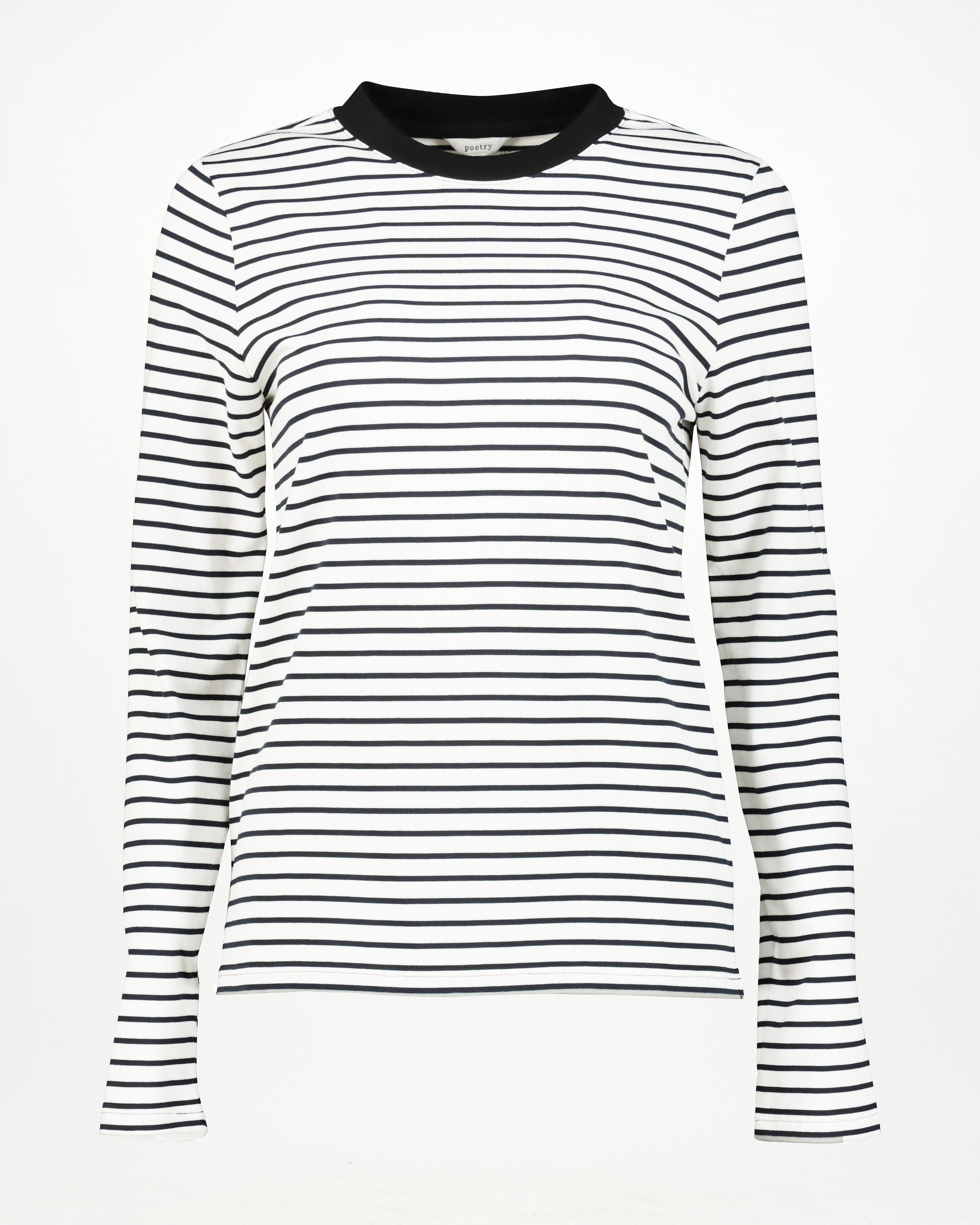 Erin Stripe Long Sleeve Tee -  Black