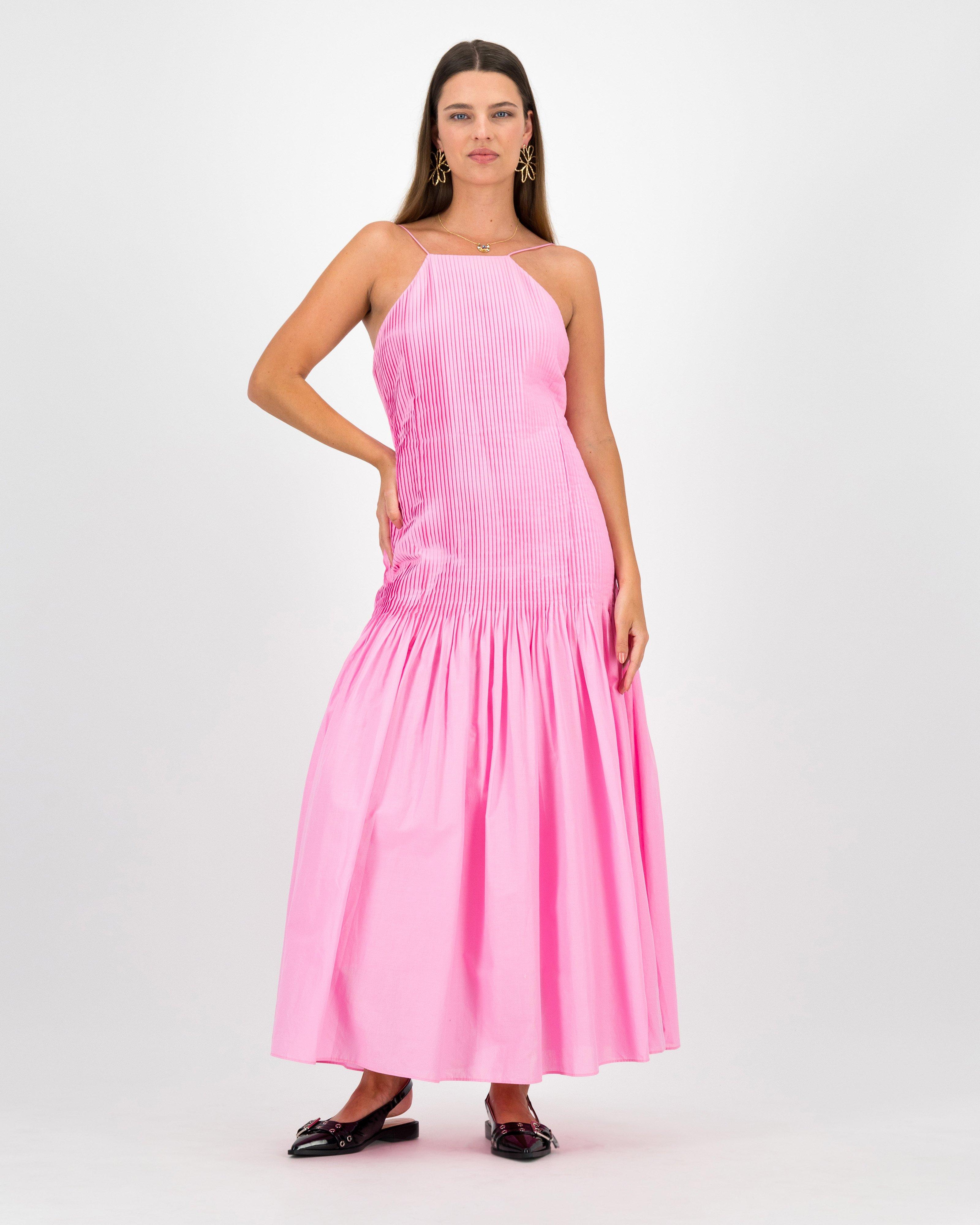 Ella Pleated Maxi Dress -  Pink