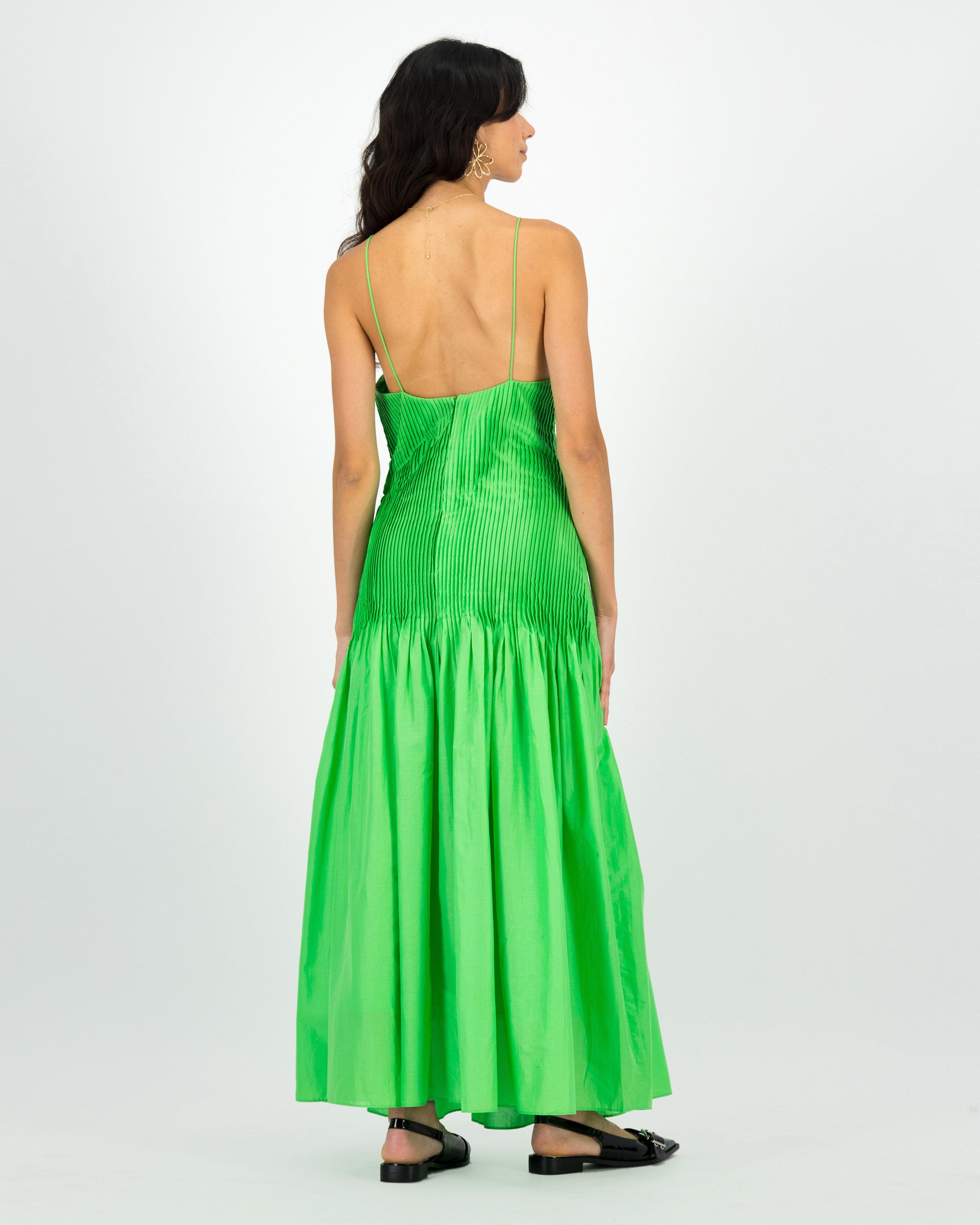 Ella Pleated Maxi Dress -  Green