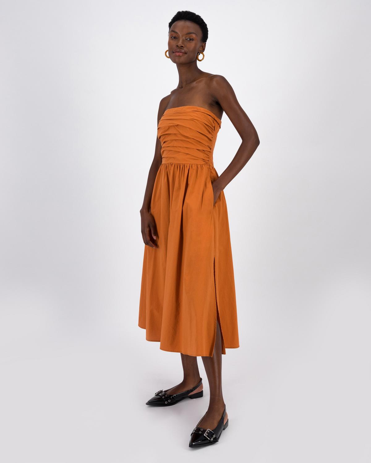 Valery Strapless Dress -  Brown