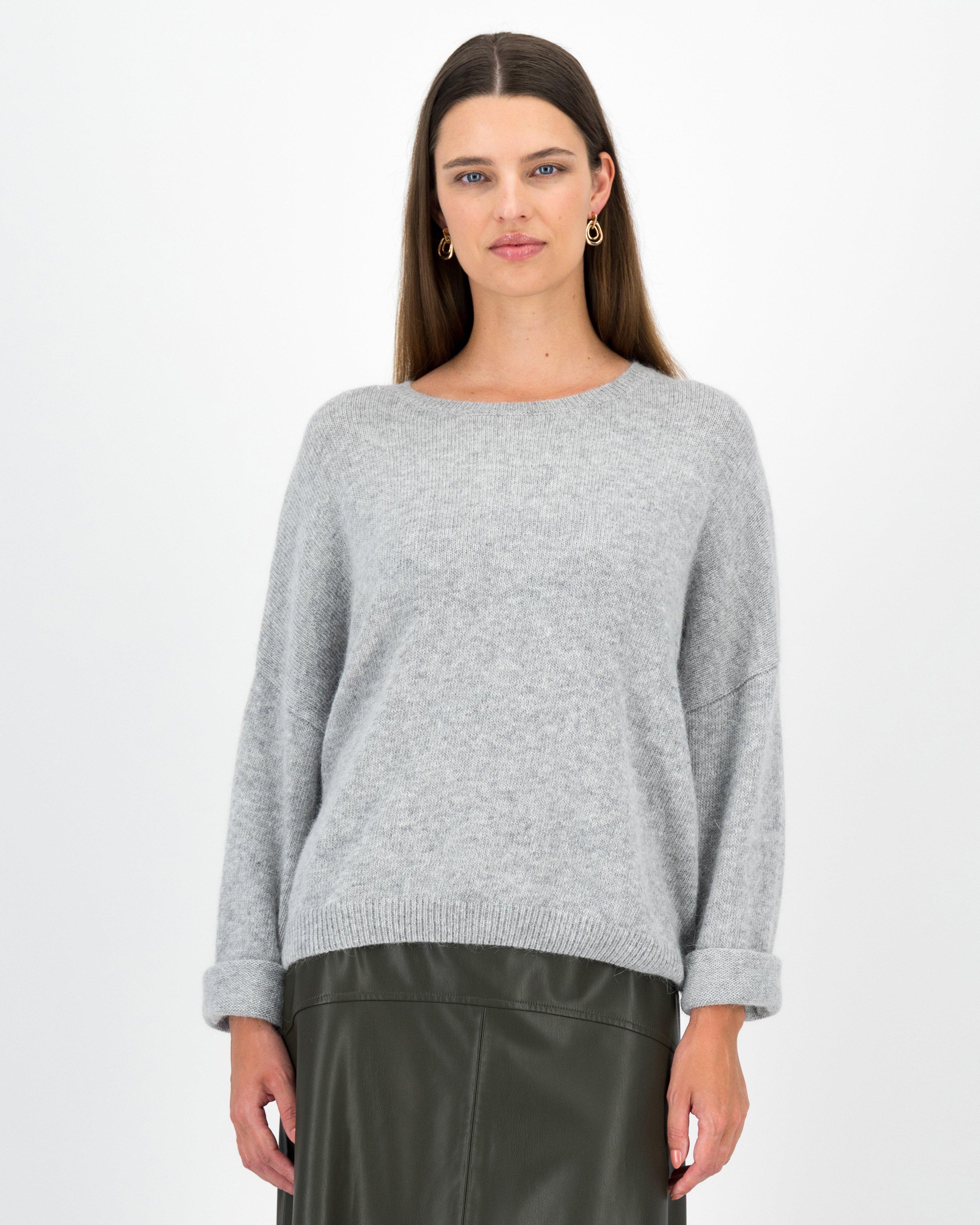 Carri Relaxed Knitwear Popover -  Light Grey