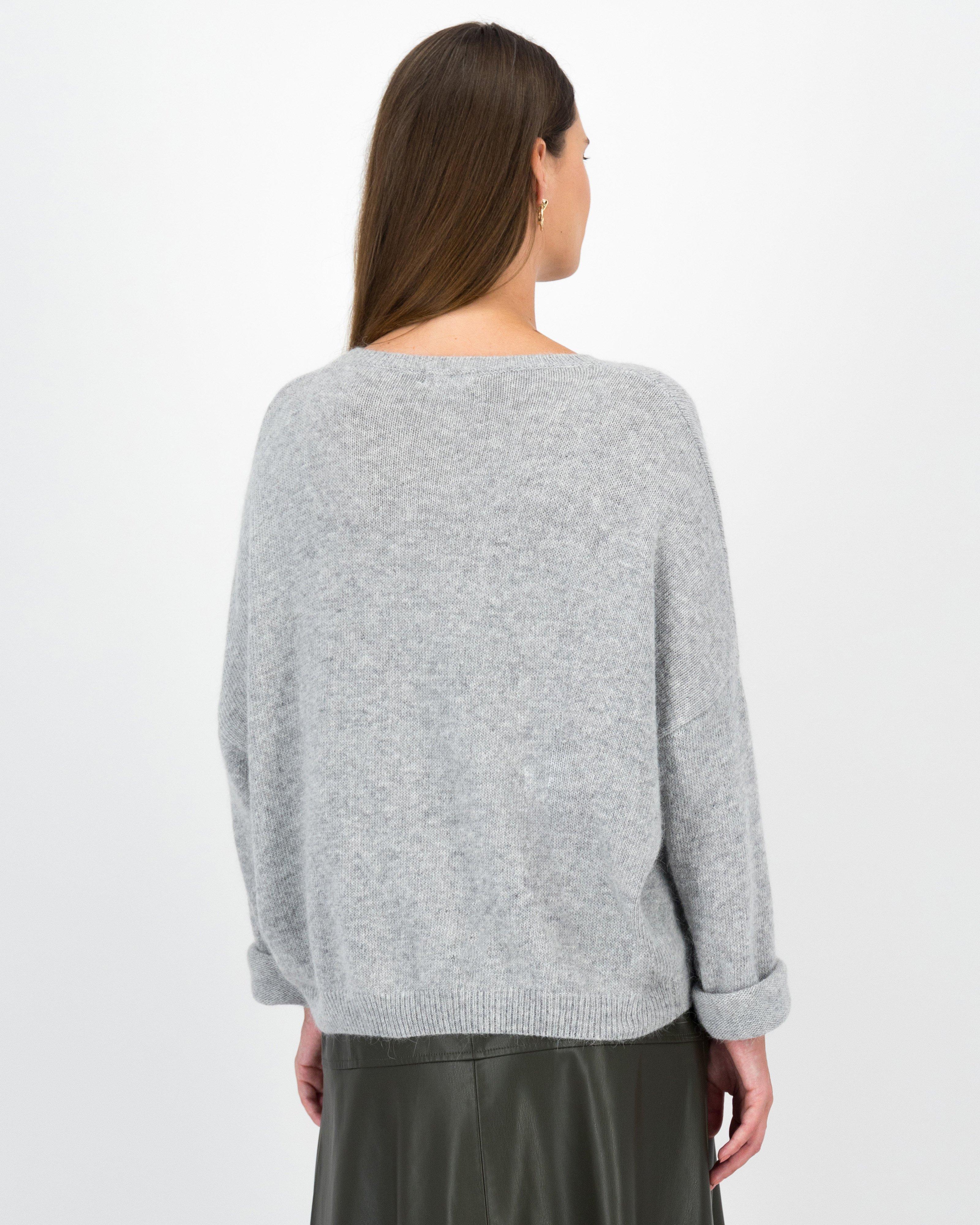 Carri Relaxed Knitwear Popover -  Light Grey