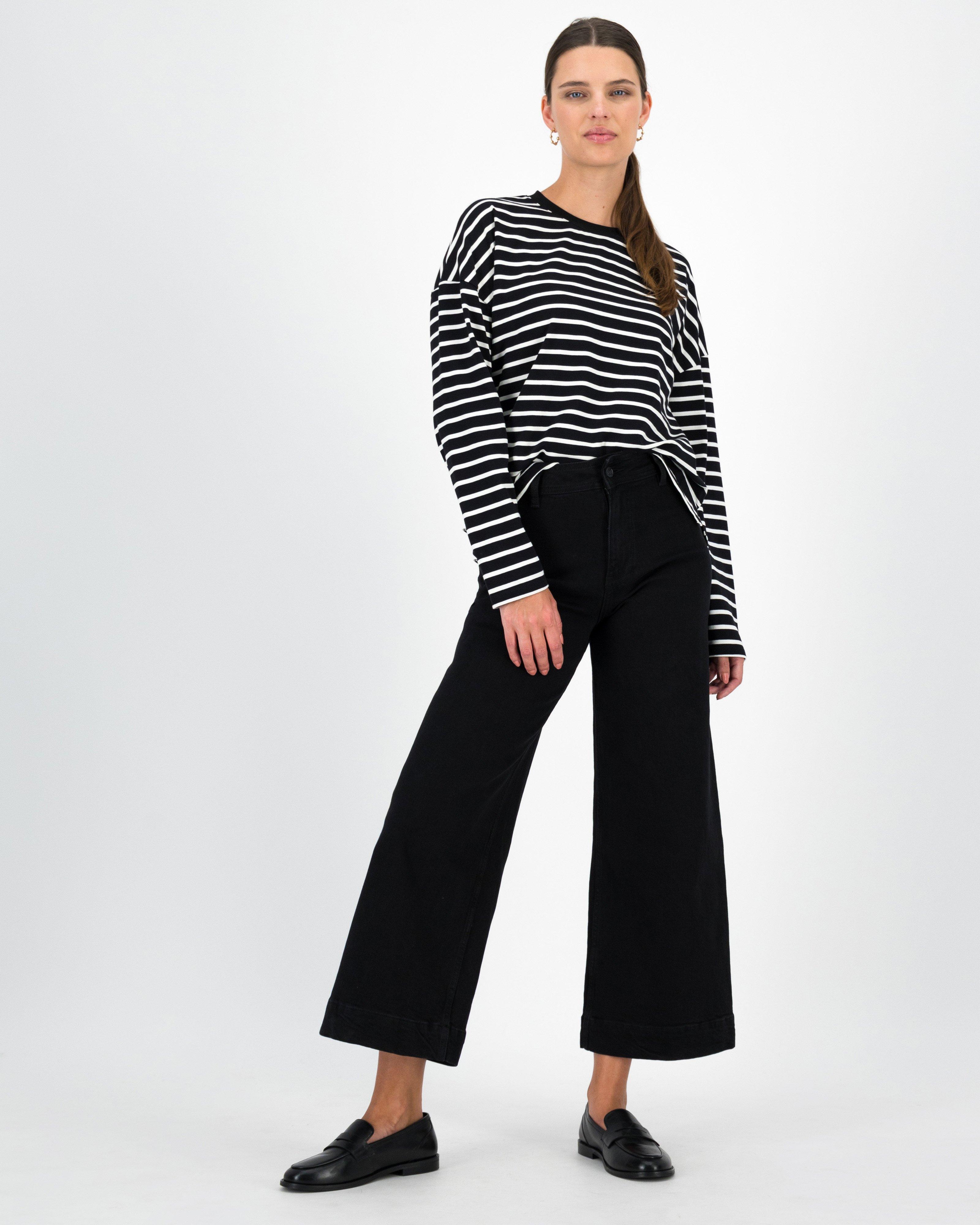 Reign Cropped Wide Leg Denim -  Black