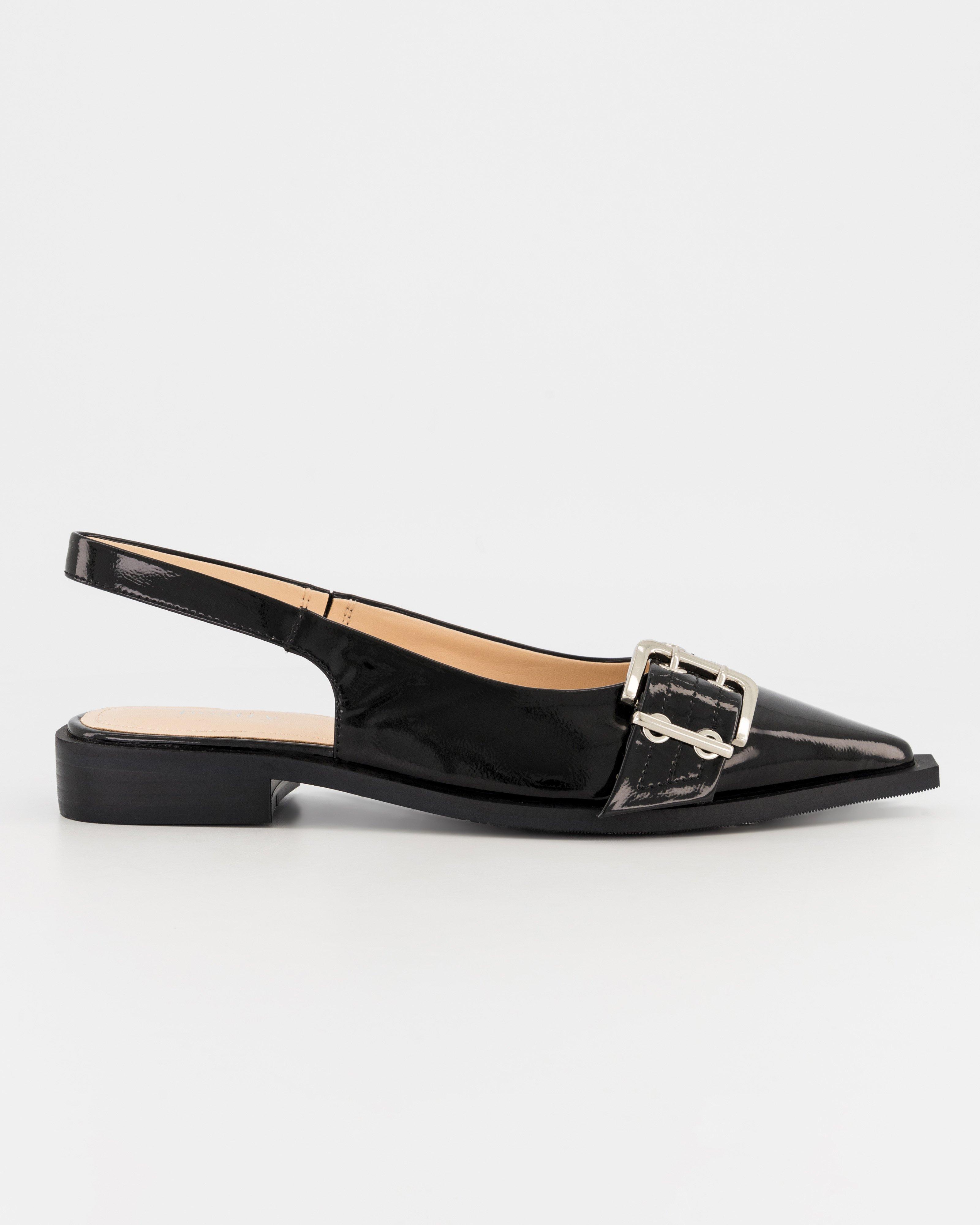 Halle Buckle Slingback Mule -  Black