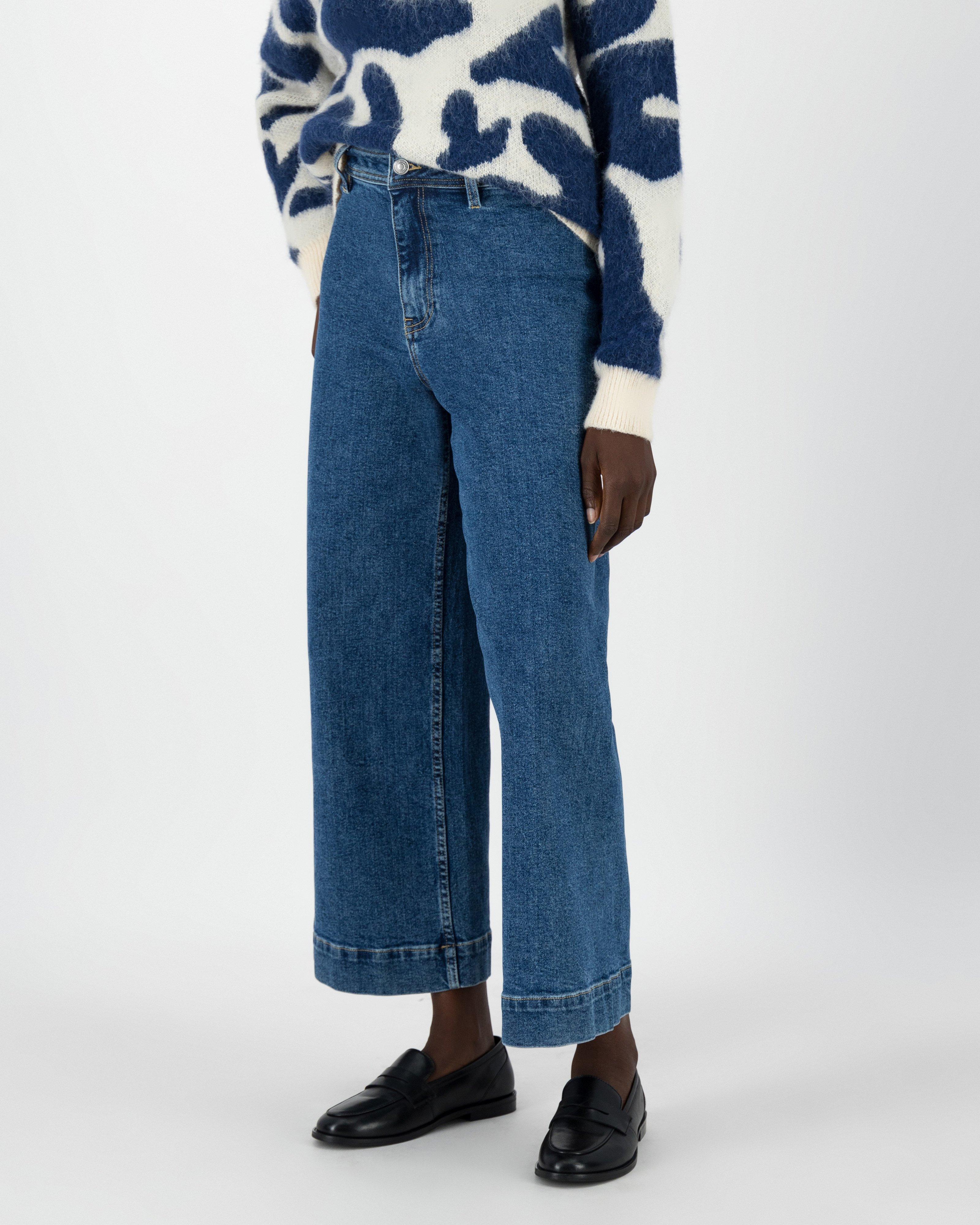 Reign Cropped Wide Leg Denim -  Mid Blue
