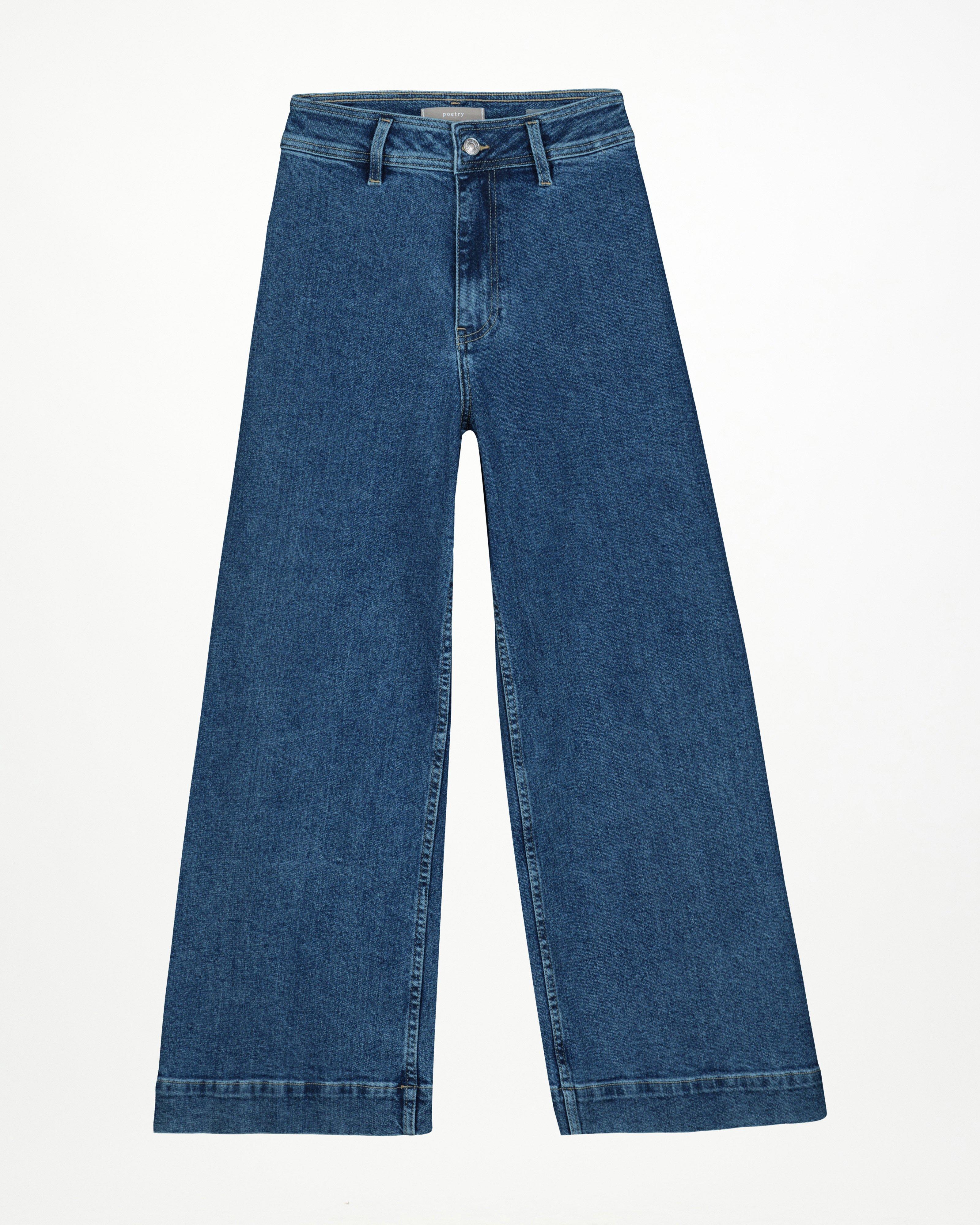 Crop Wide Leg Embroidered Denim