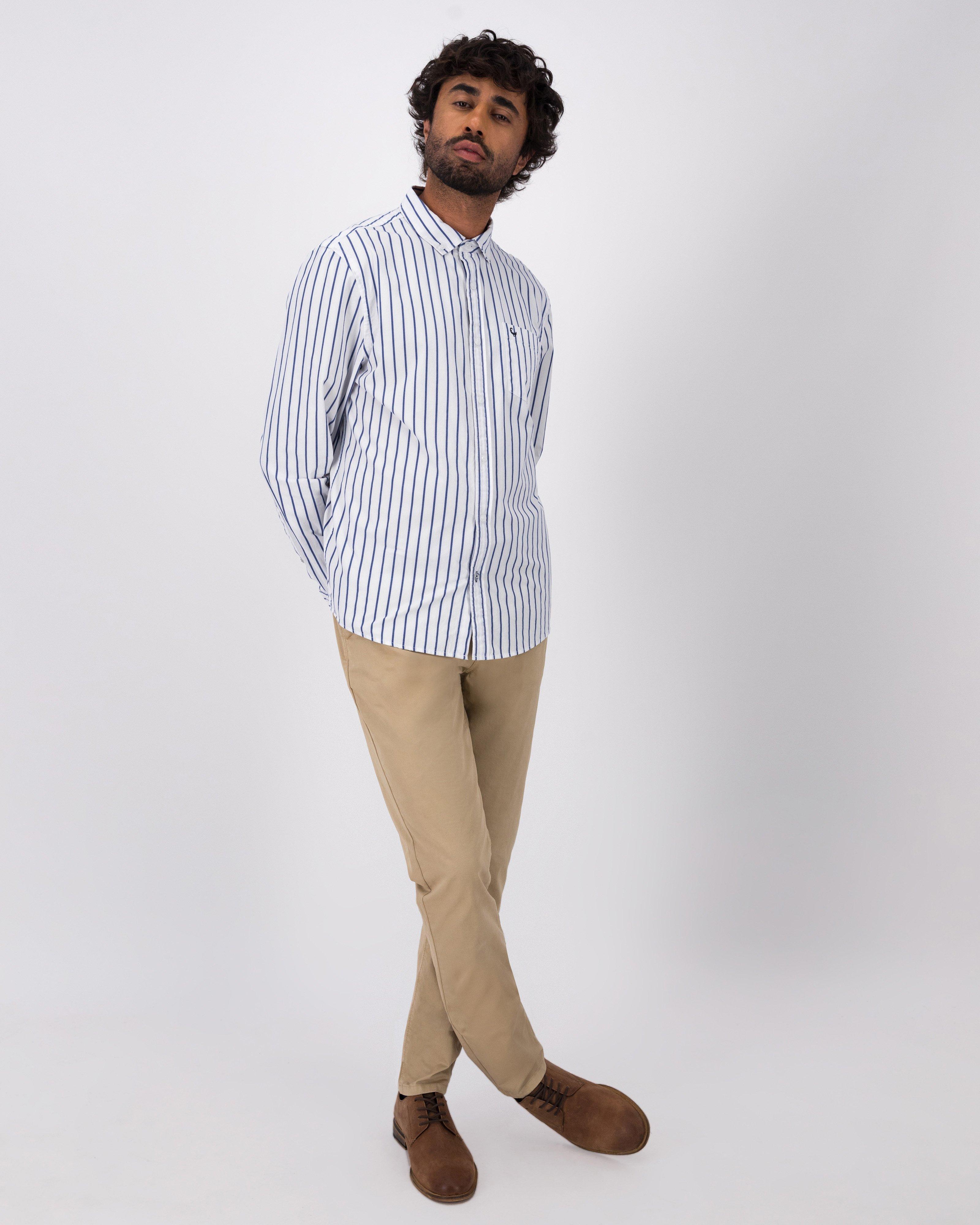 Men’s Denton Stripe Slim Fit Shirt -  White