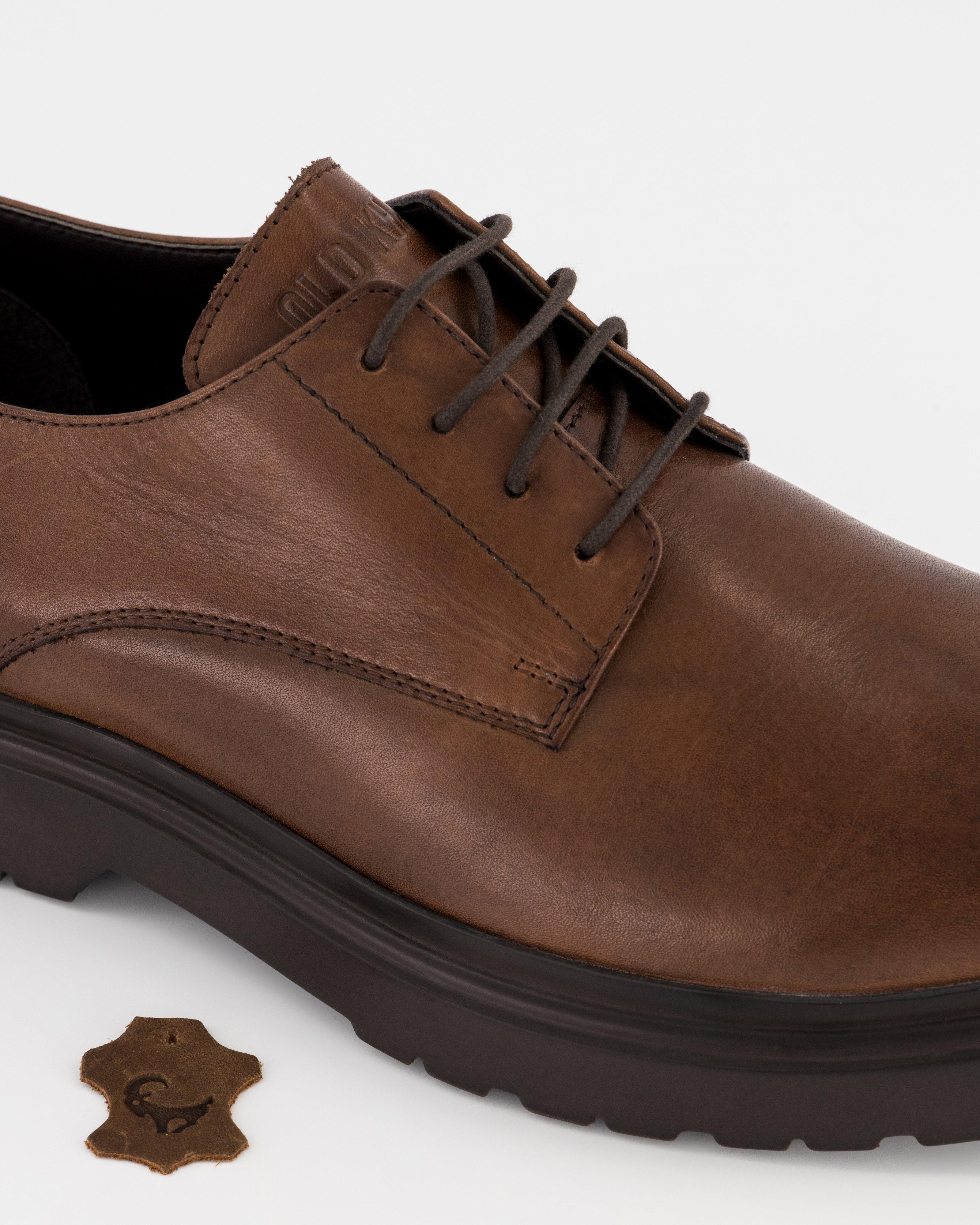 Men’s Jamaal Derby Leather Shoe -  Brown