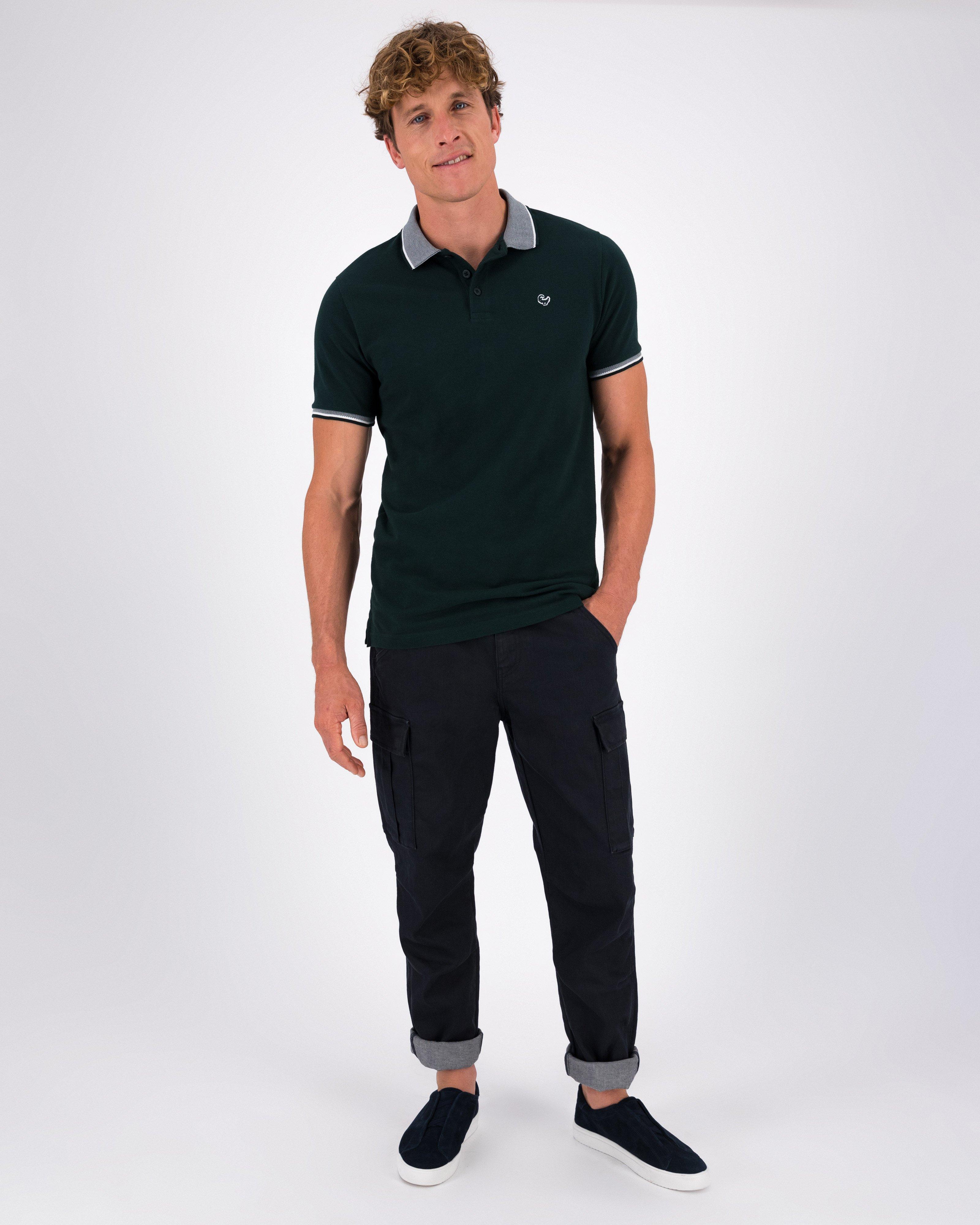 Old Khaki Men’s Georgie Tipped Golfer -  Dark Green