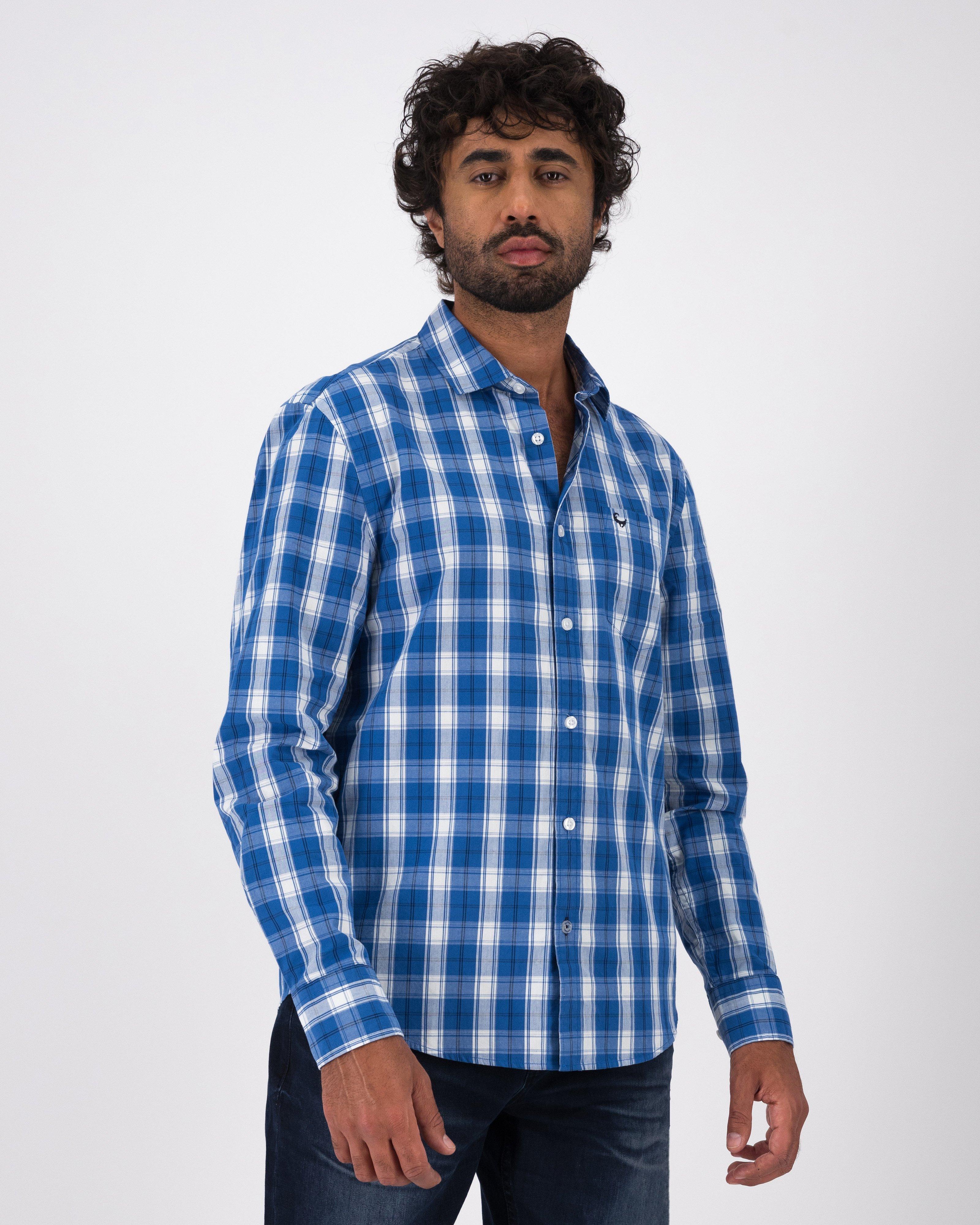 Men’s Albert Check Slim Fit Shirt -  Blue