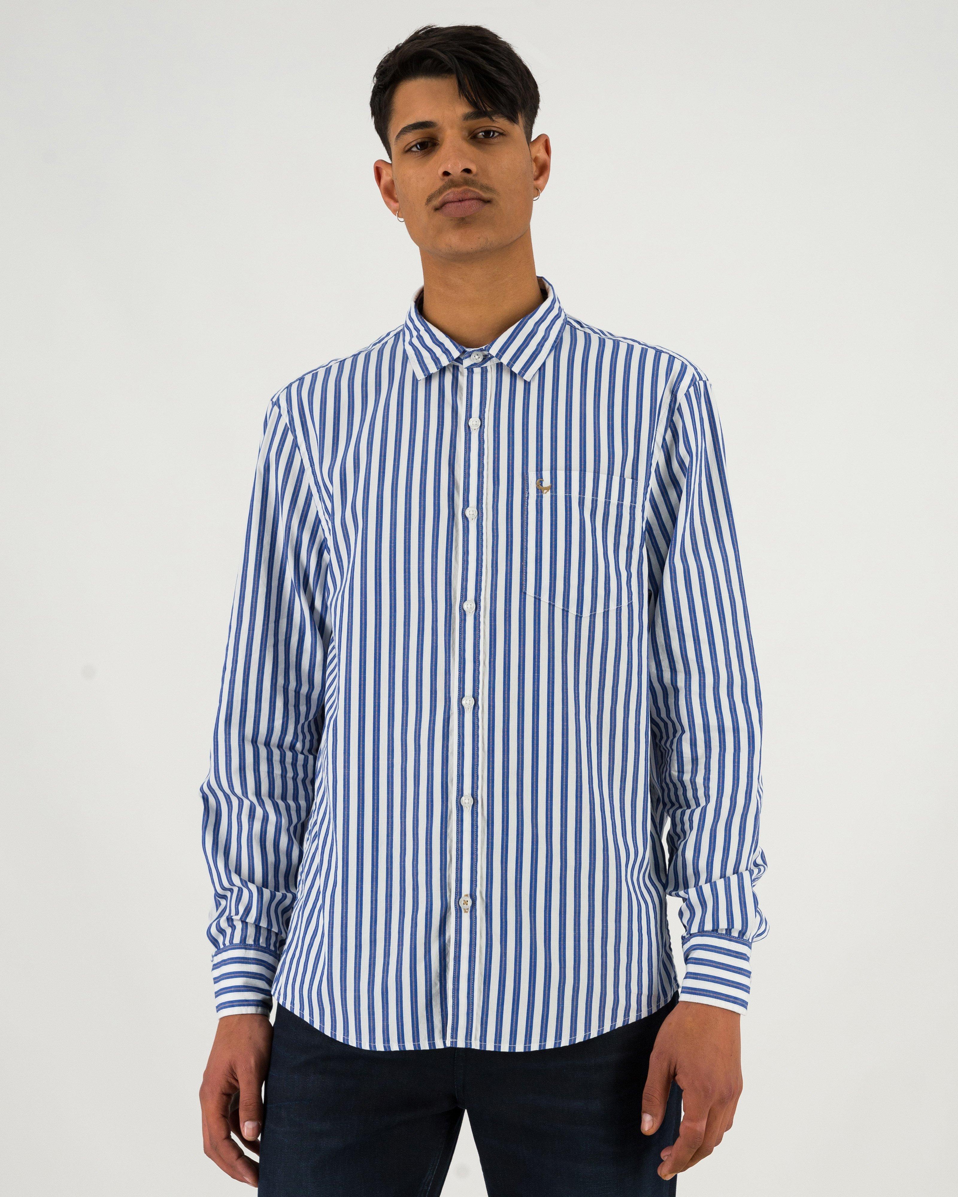 Men’s Siya Slim Fit Stripe Shirt  -  Blue