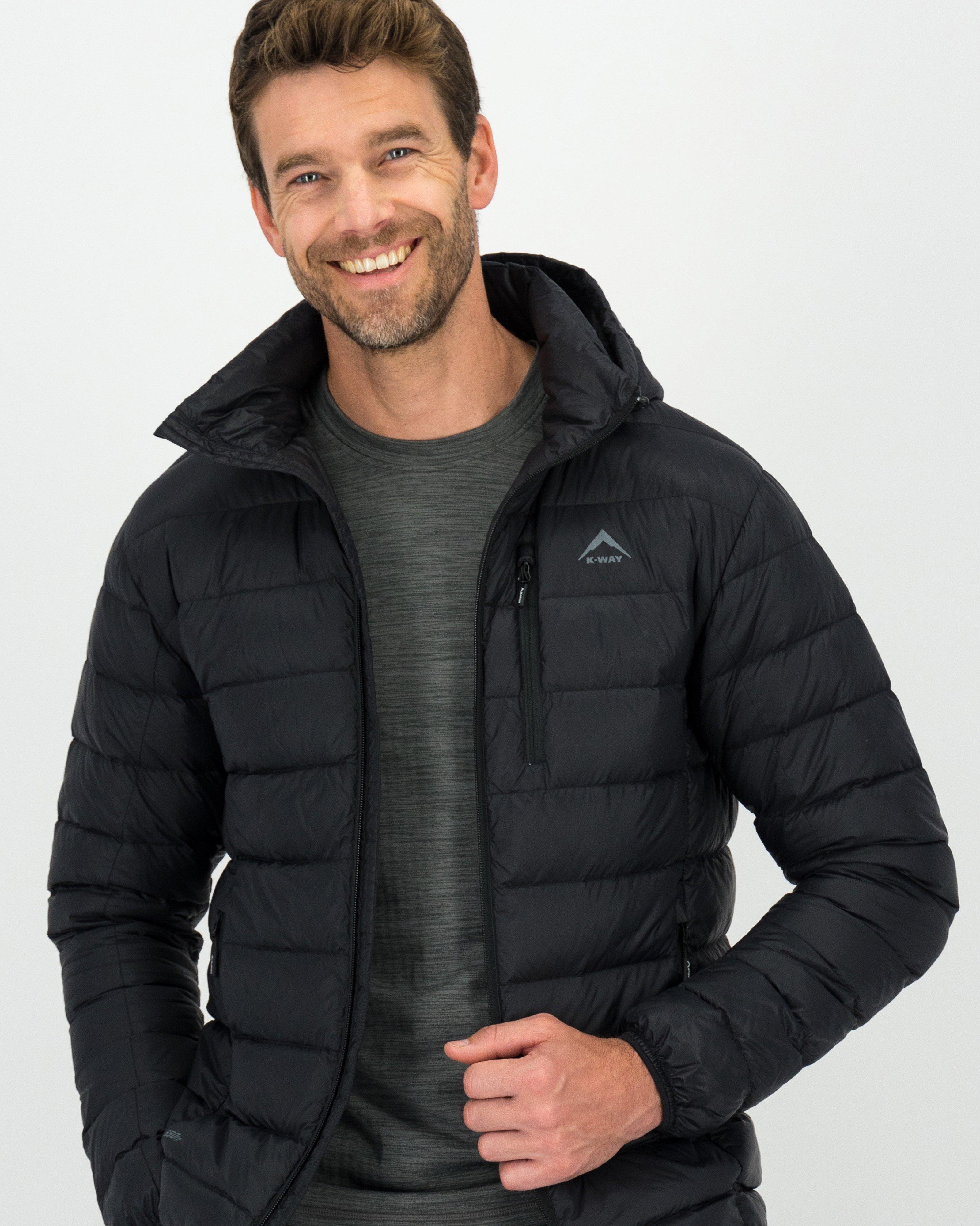 K-Way Men’s Logan Down Hooded Jacket -  Black