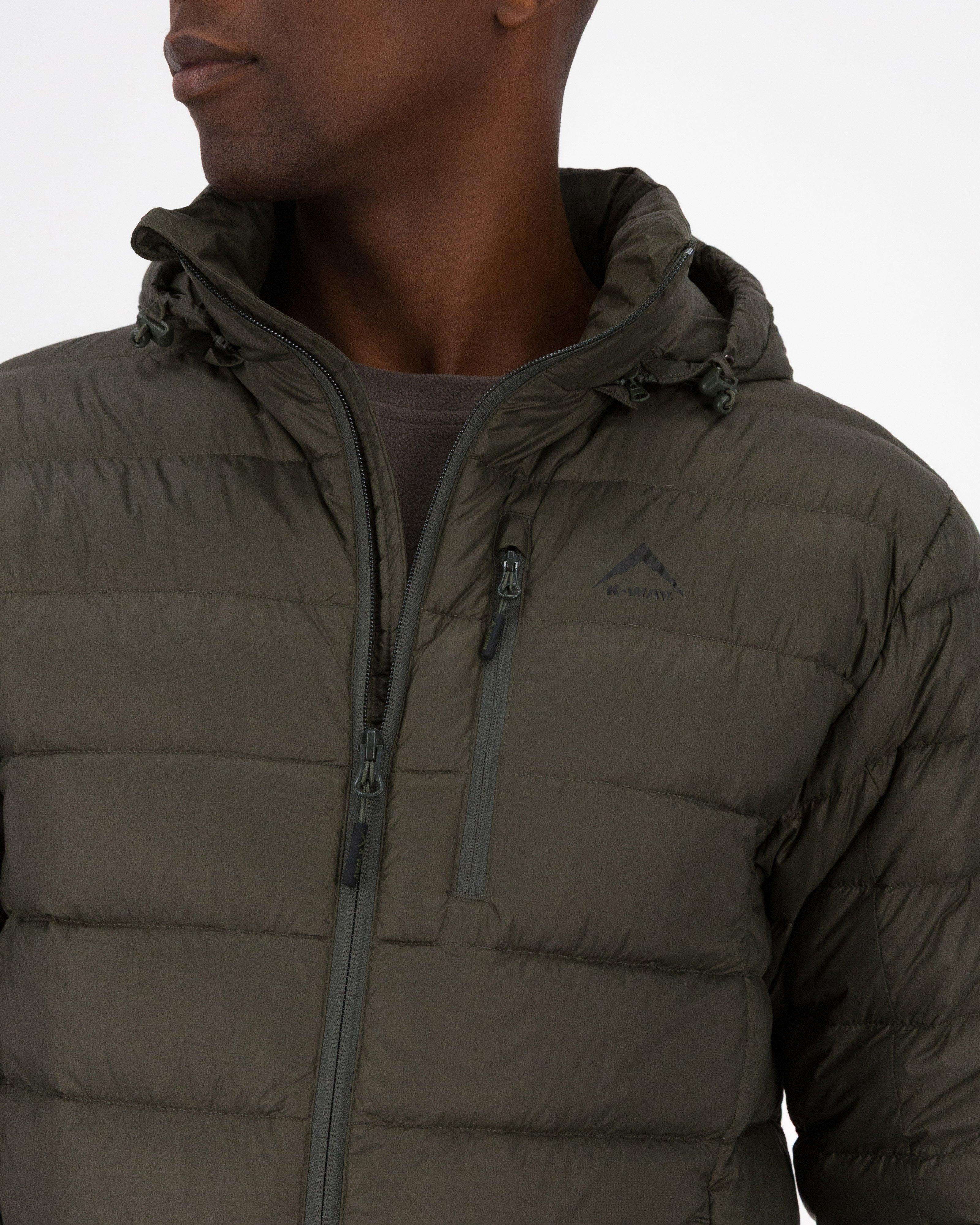K-Way Men’s Logan Down Hooded Puffer Jacket -  Dark Olive
