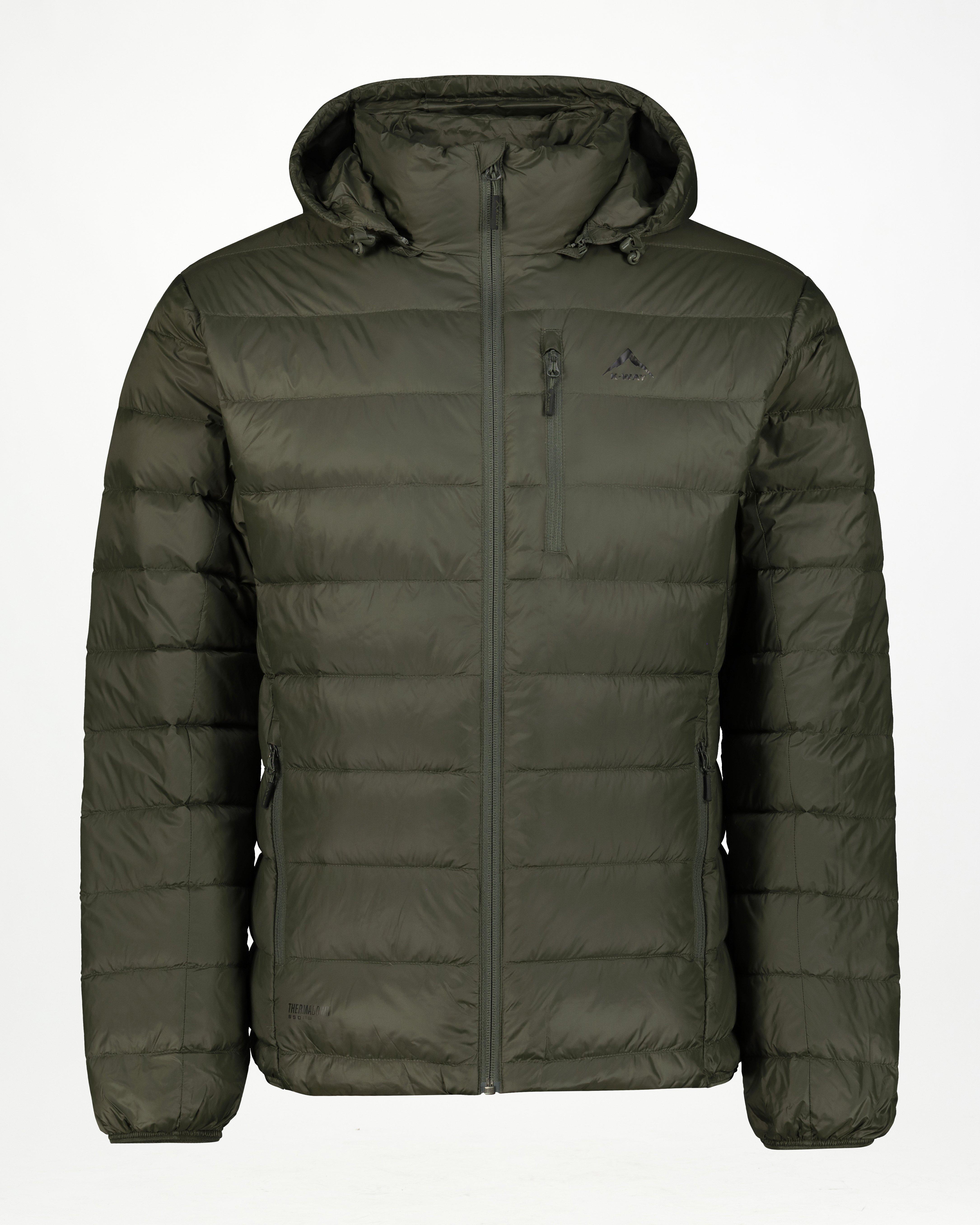 K-Way Men’s Logan Down Hooded Puffer Jacket -  Dark Olive