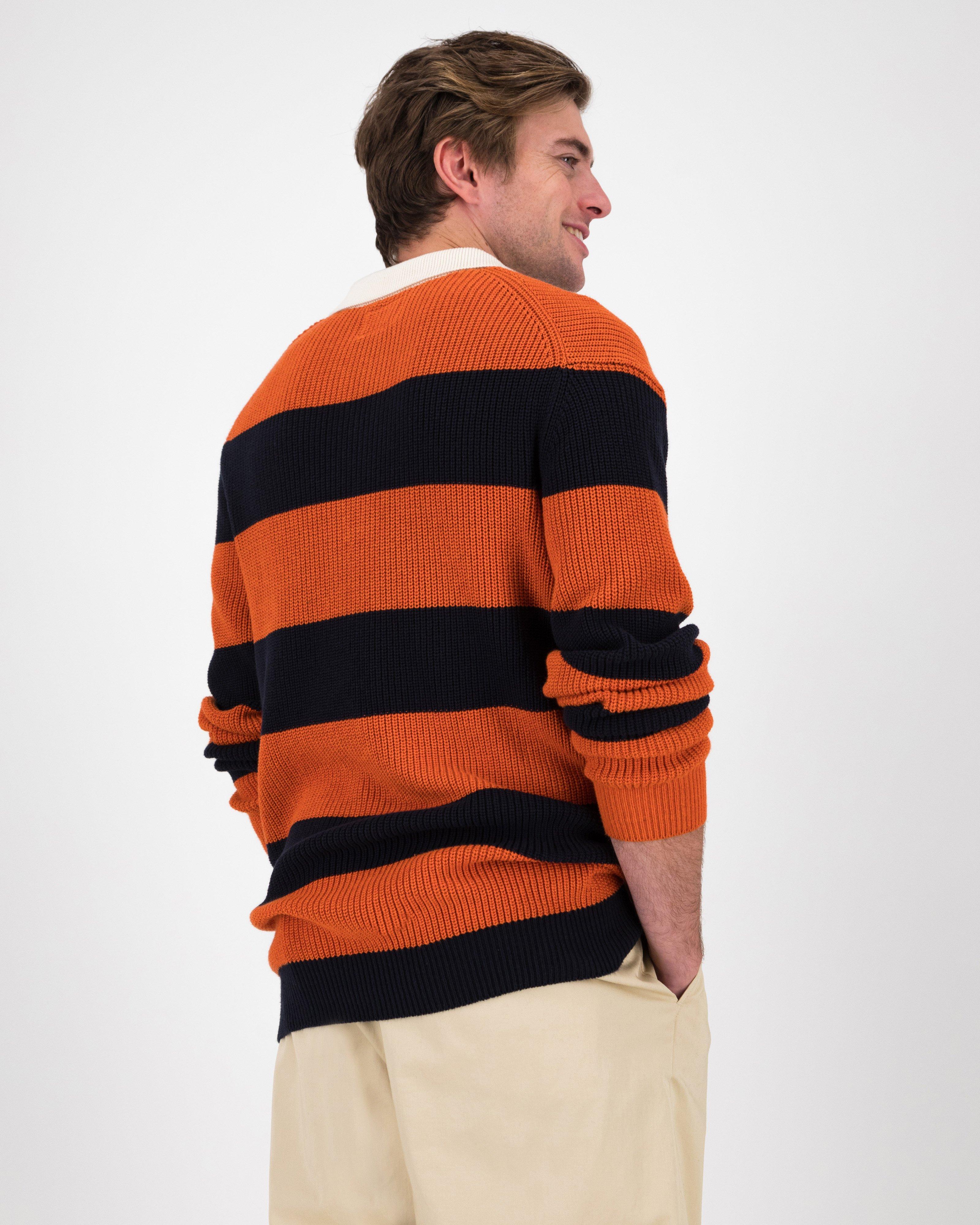 Men’s Adam Striped Golfer -  Orange