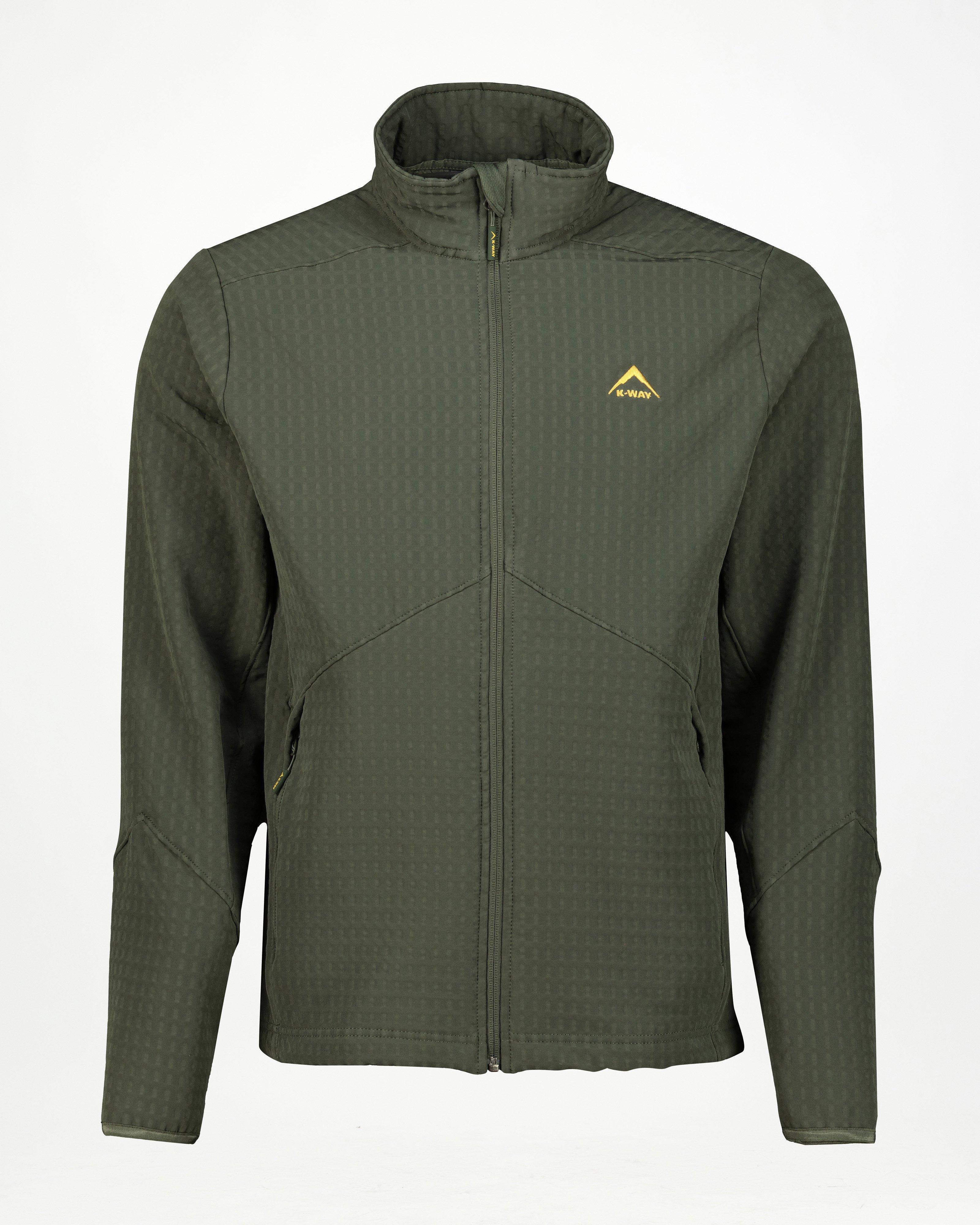 K-Way Men’s Grid Full Zip Fleece Jacket -  Dark Olive