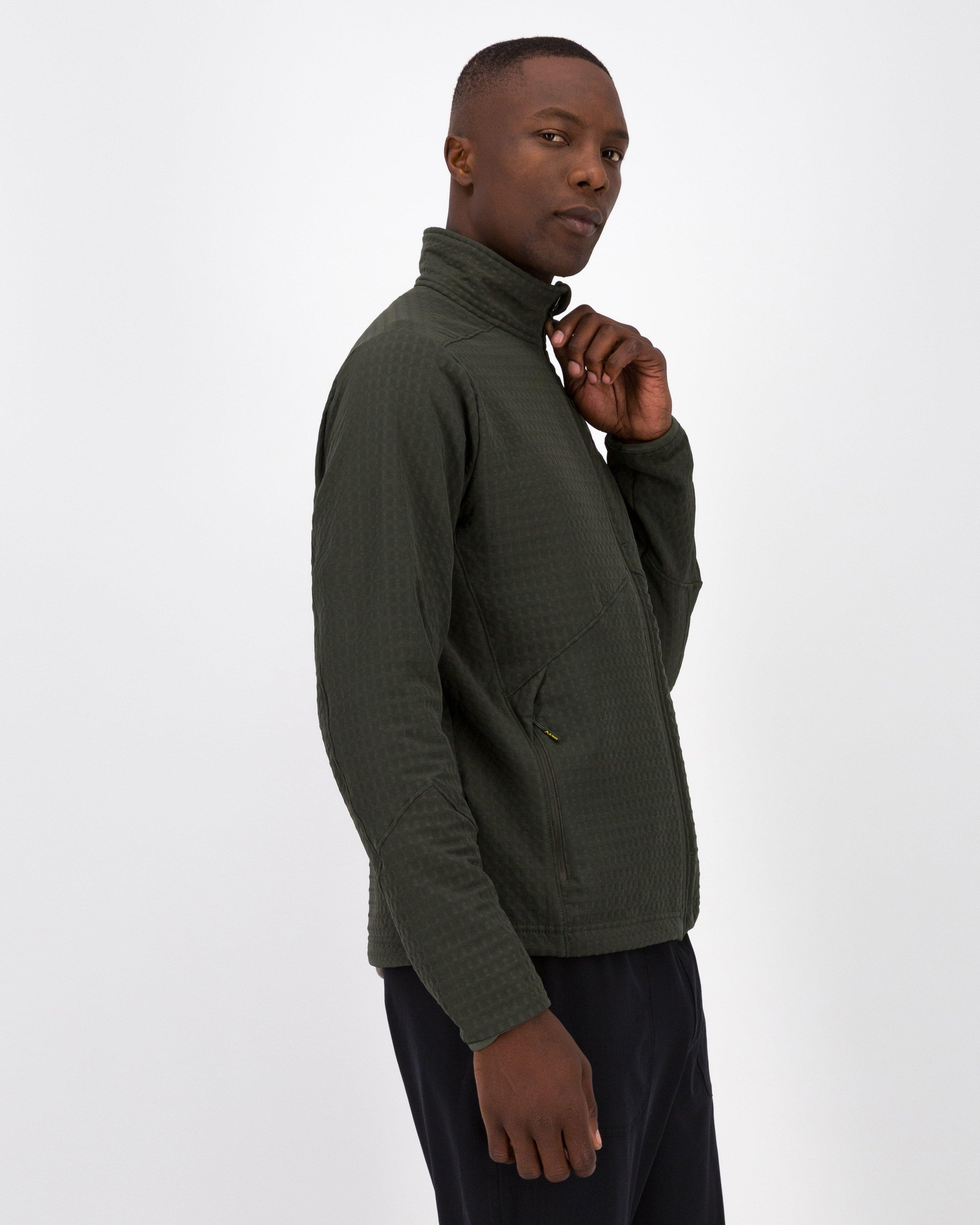K-Way Men’s Grid Full Zip Fleece Jacket -  Dark Olive