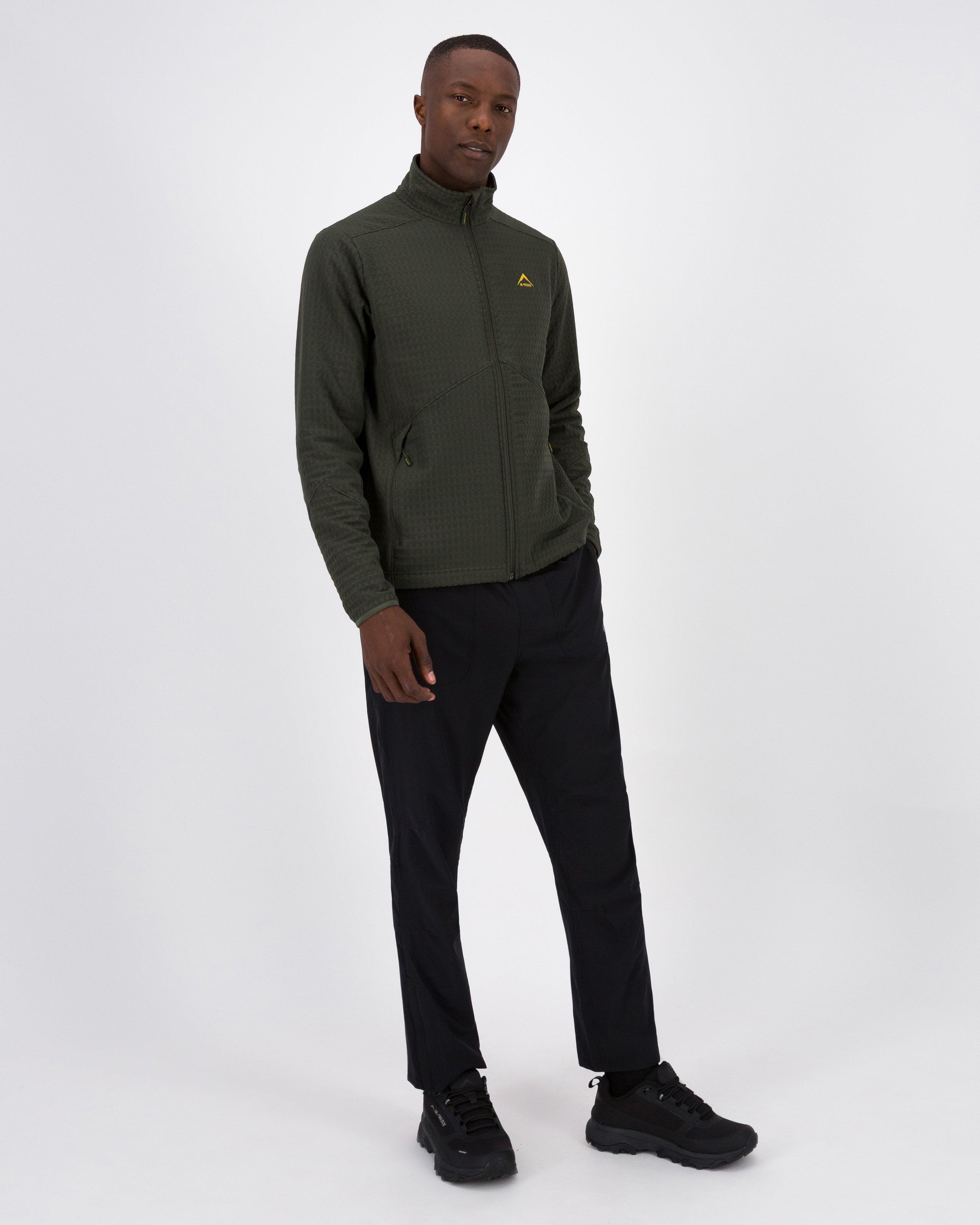 K-Way Men’s Grid Full Zip Fleece Jacket -  Dark Olive